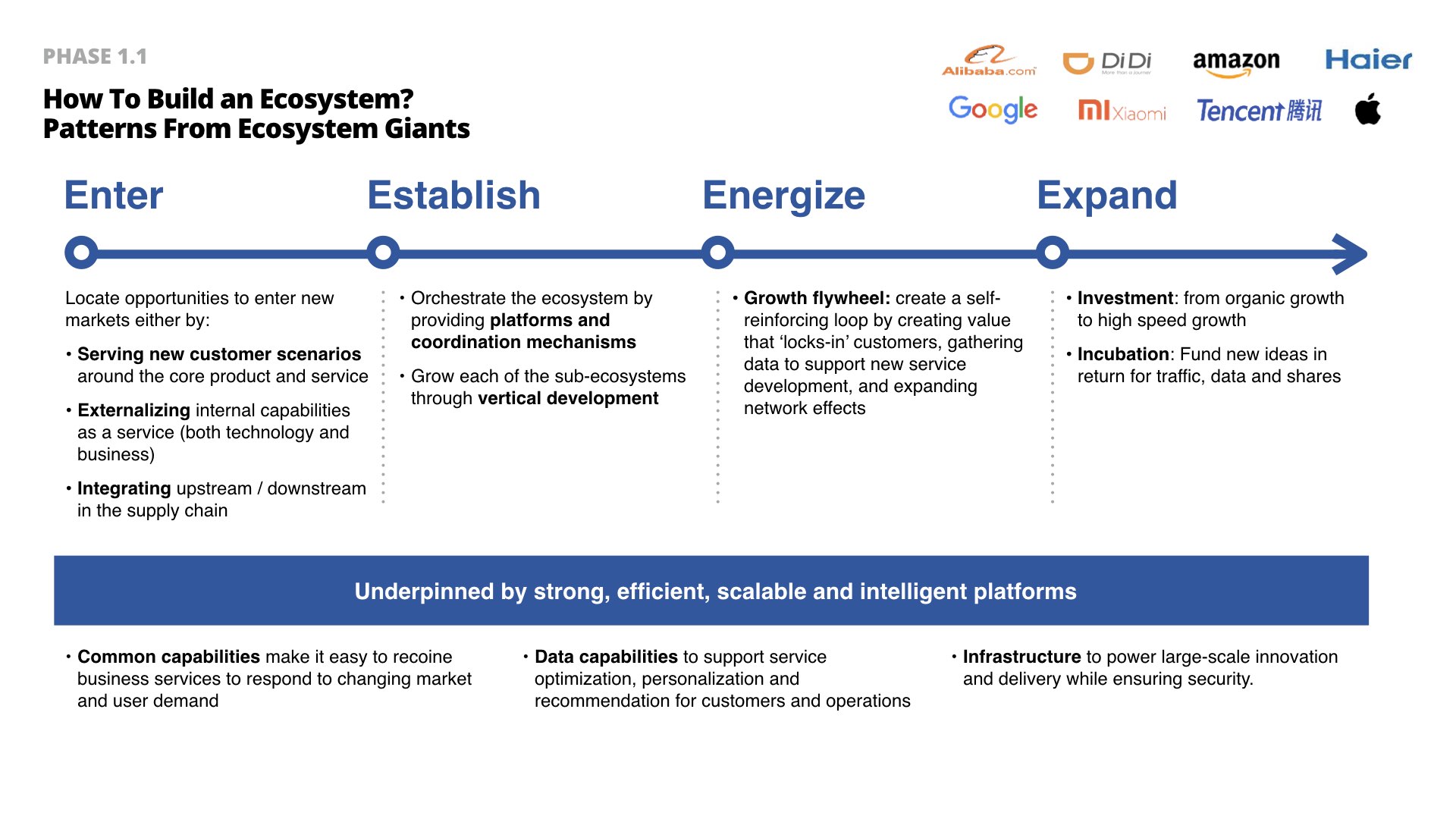 Ecosystem evolution map: Enter, Establish, Energize & Expand