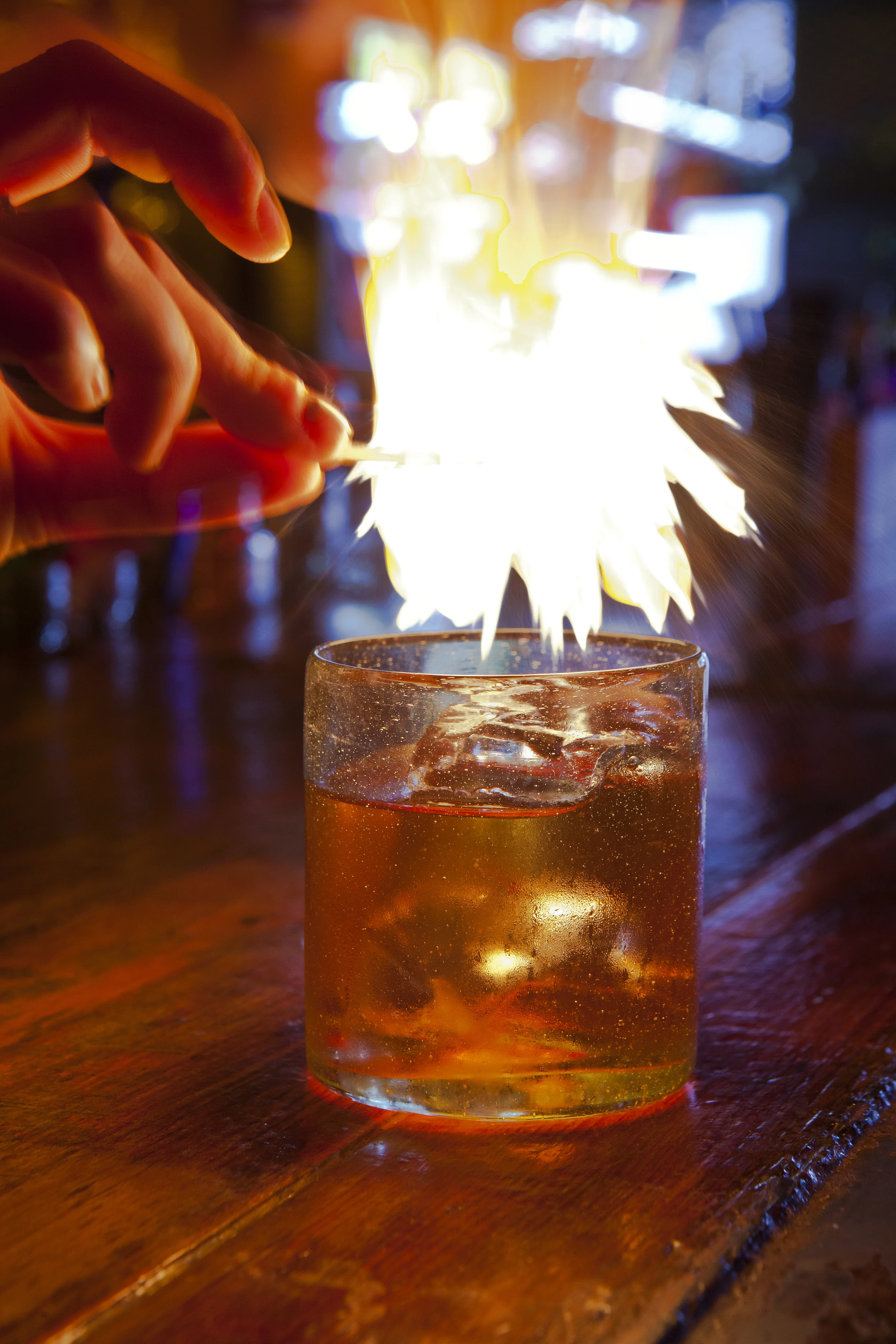 Tako Oaxaca Old Fashioned with flaming orange zest 0904.jpg