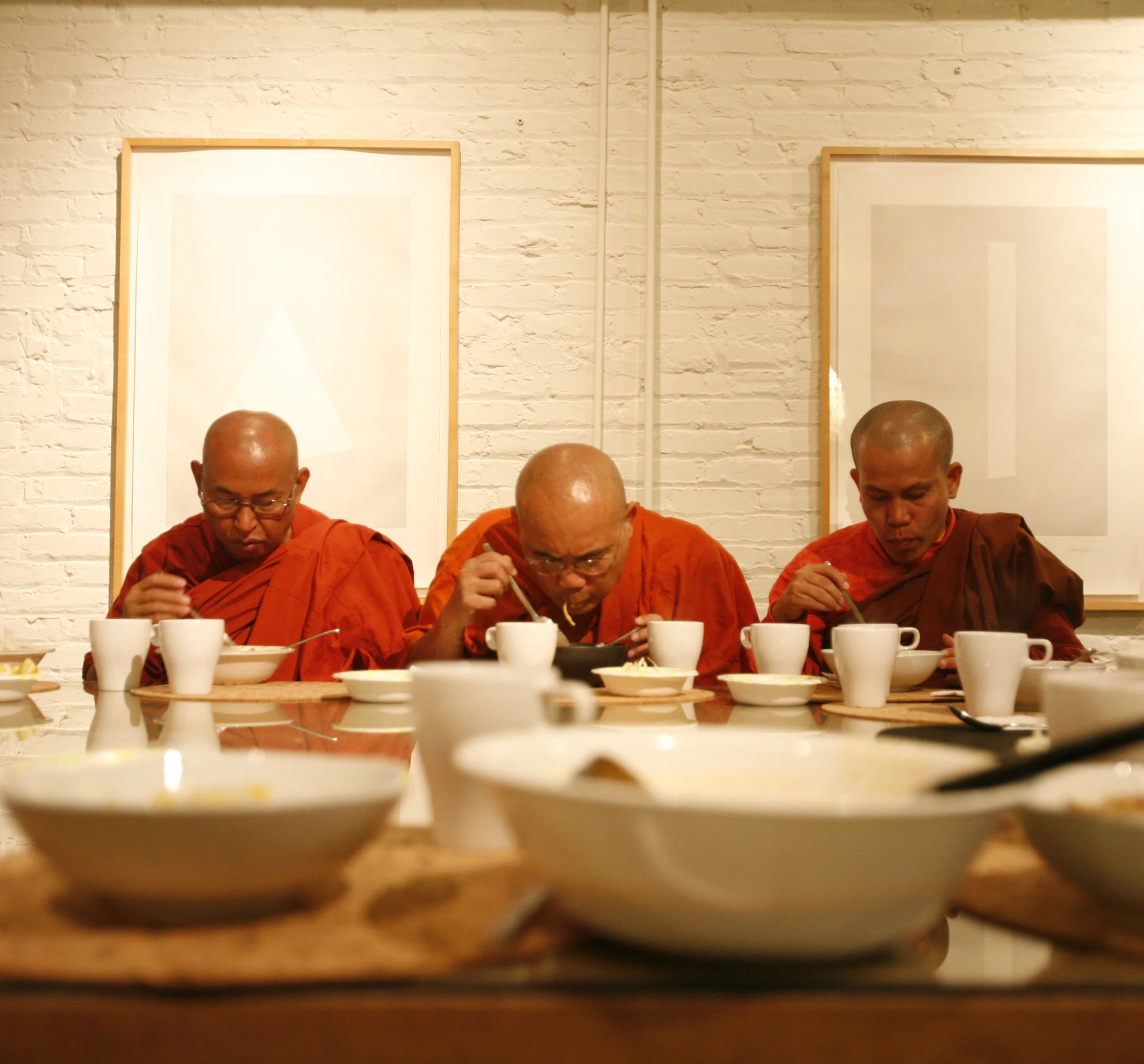 Myanmar Monks Eating Breakfast During G20 Summit