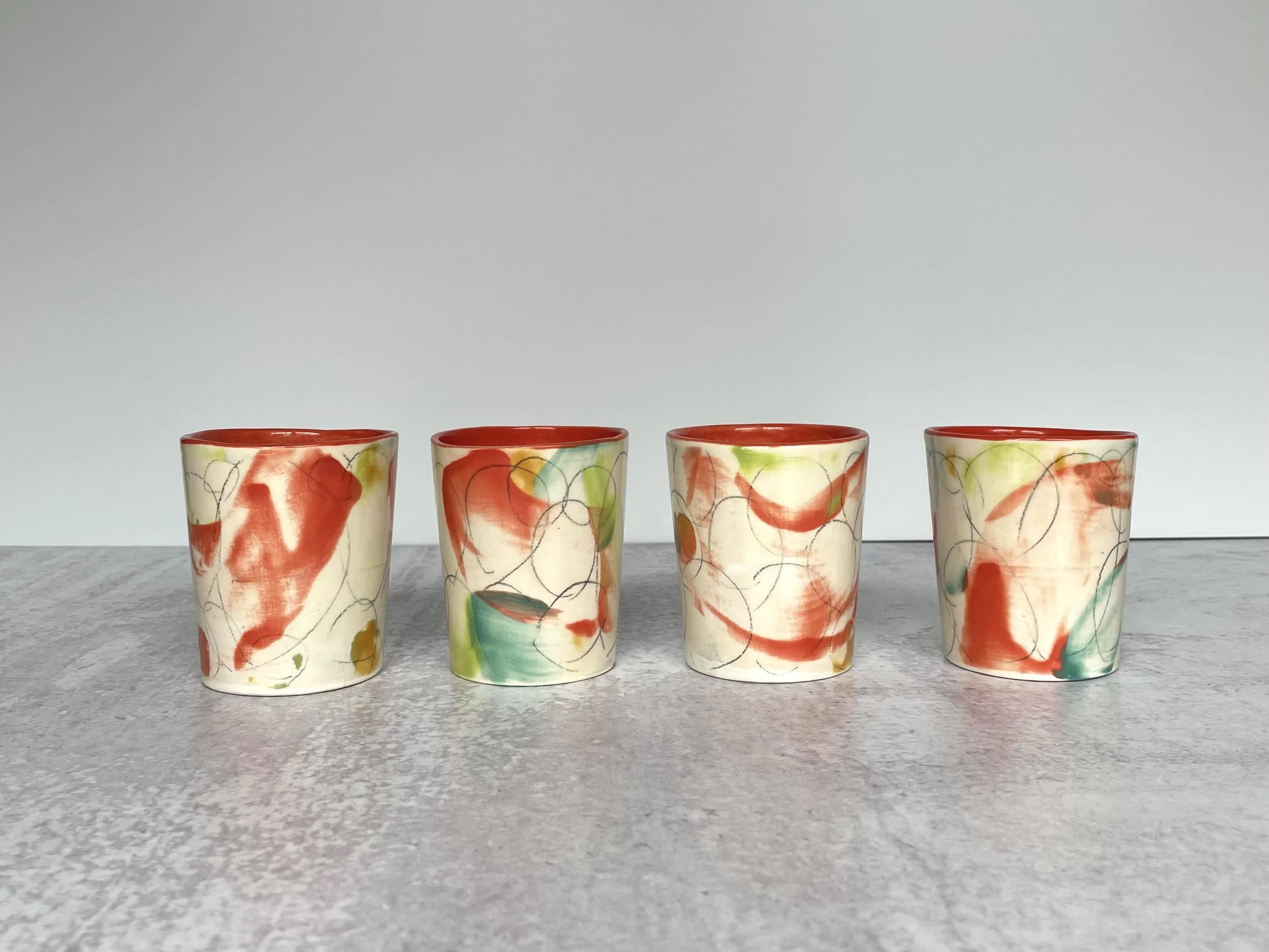 Set - Small Cups in Orange Crush
