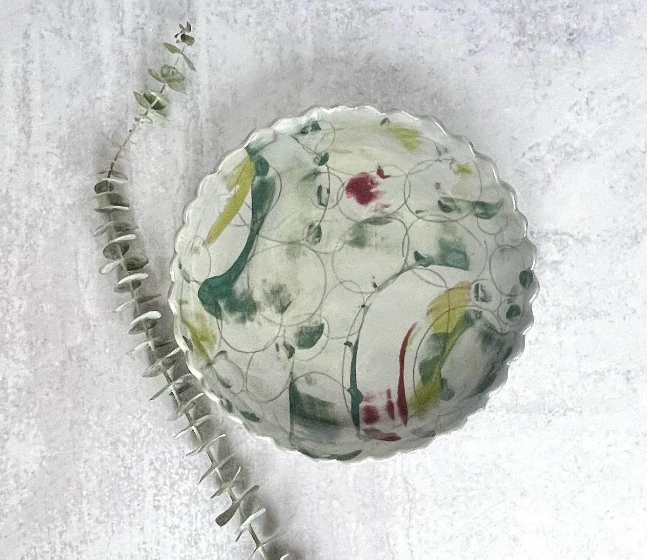 Ruffled Round Platter in Mountain Mystic