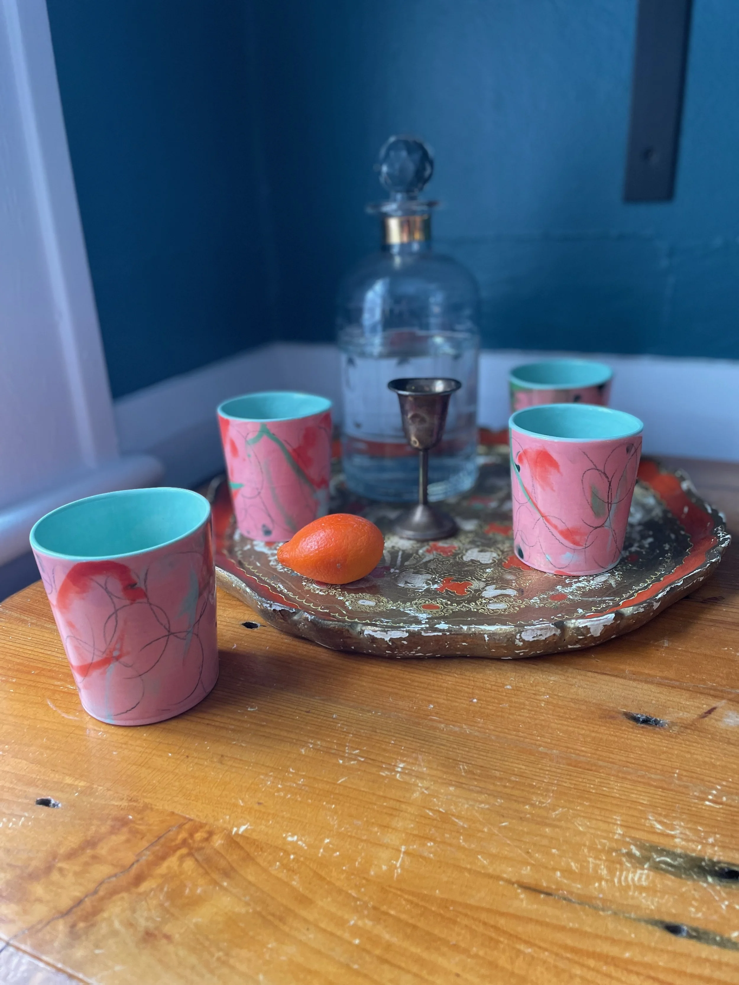 Set of 4 Small Cups in Pink