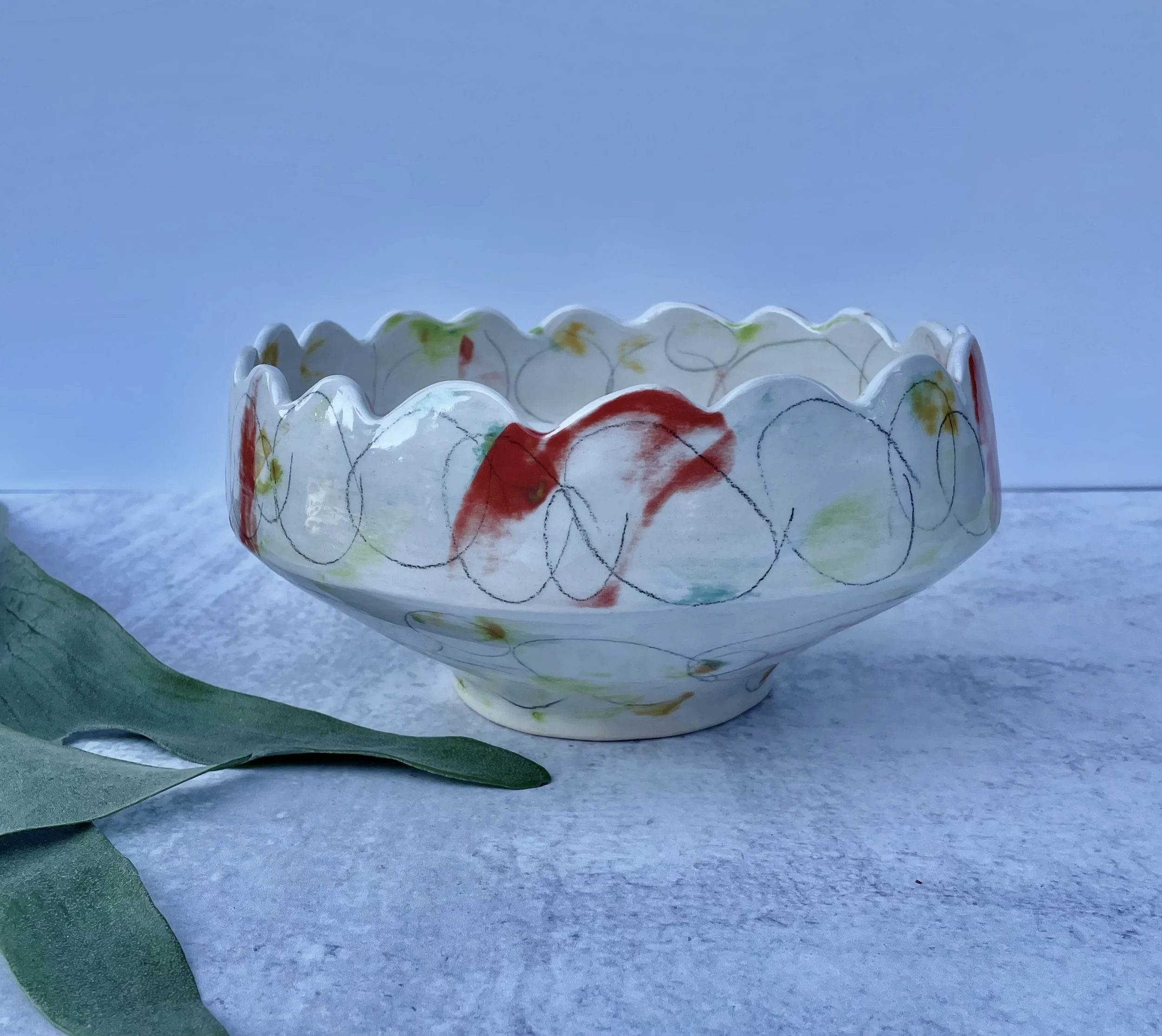 Fruit / Serving Bowl in Orange Crush