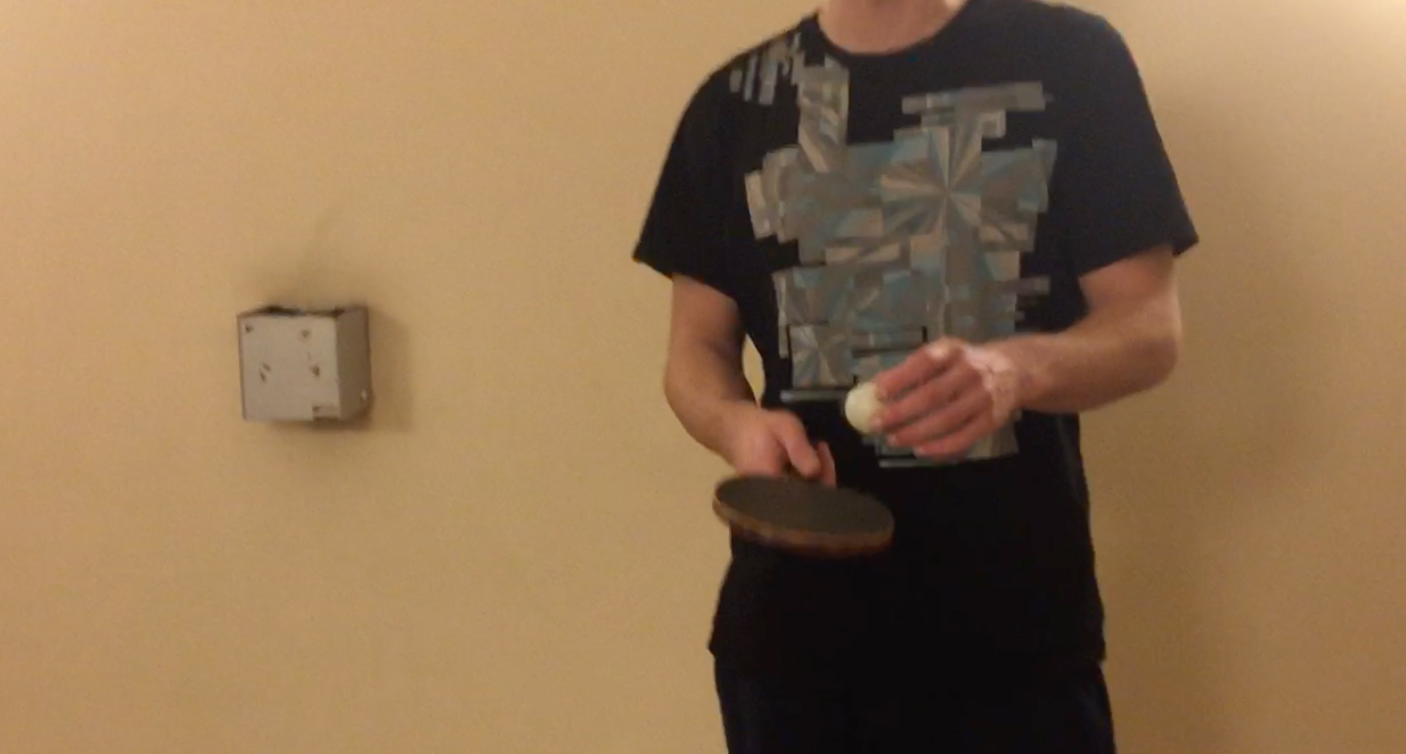 January 2017. Playing ping-pong with a fellow patient to pass the time.
