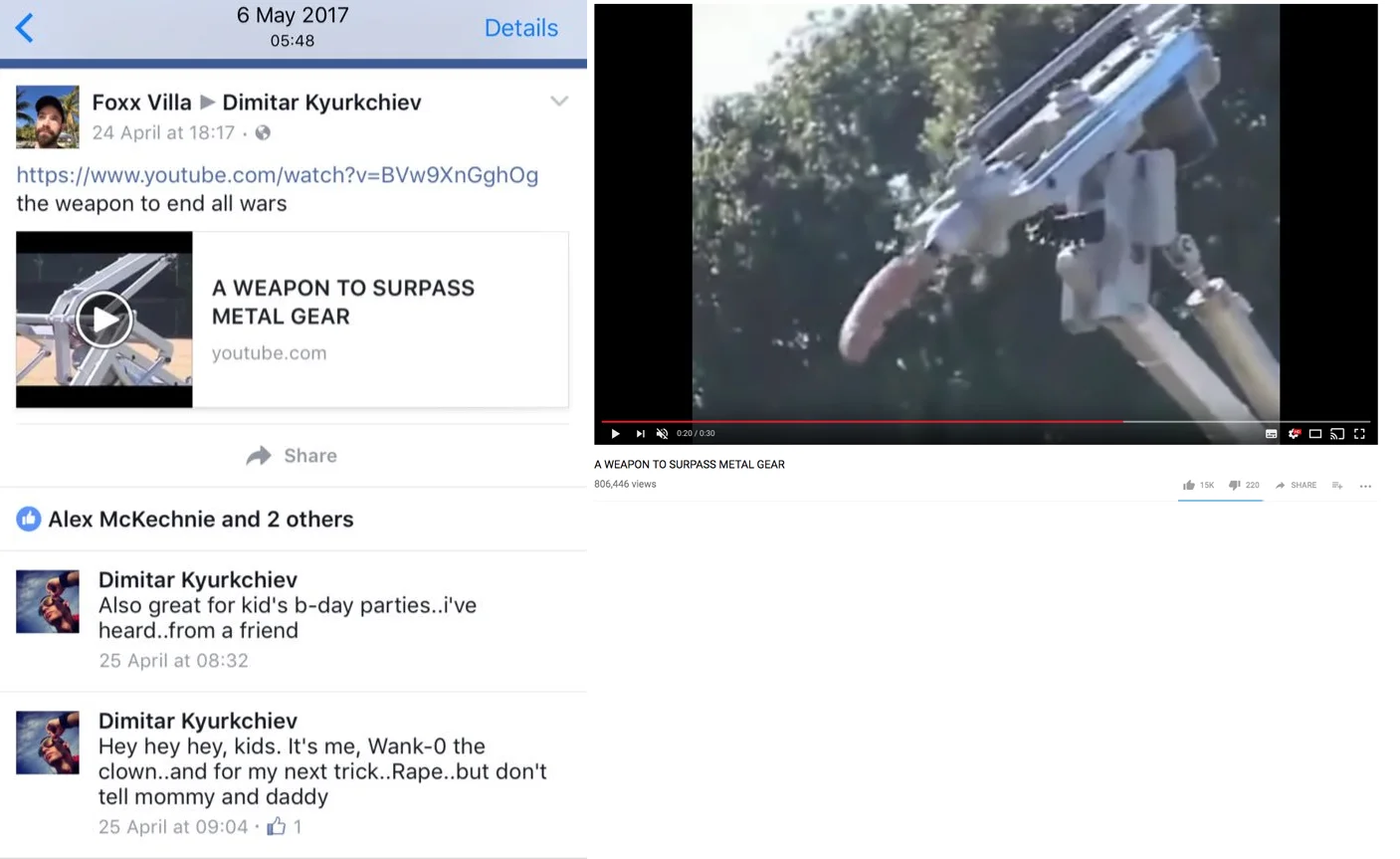 Youtuber Exurb1a (Alex McKechnie) participating with friends in conversations about (child) rape, in April 2017.