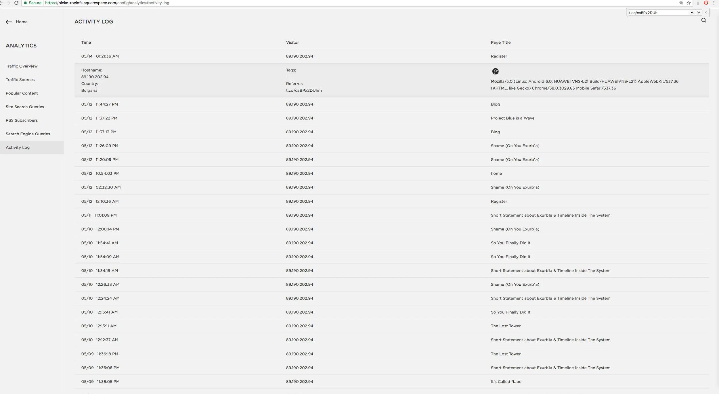 This visitor stalked photoandgrime.com for hours.