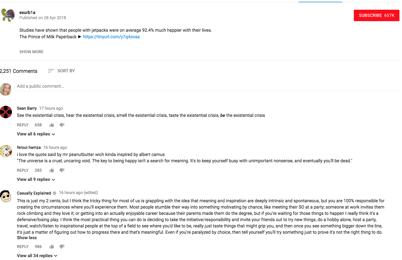 Casually Explained supporting Exurb1a. He featured Exurb1a’s name in his videos too.