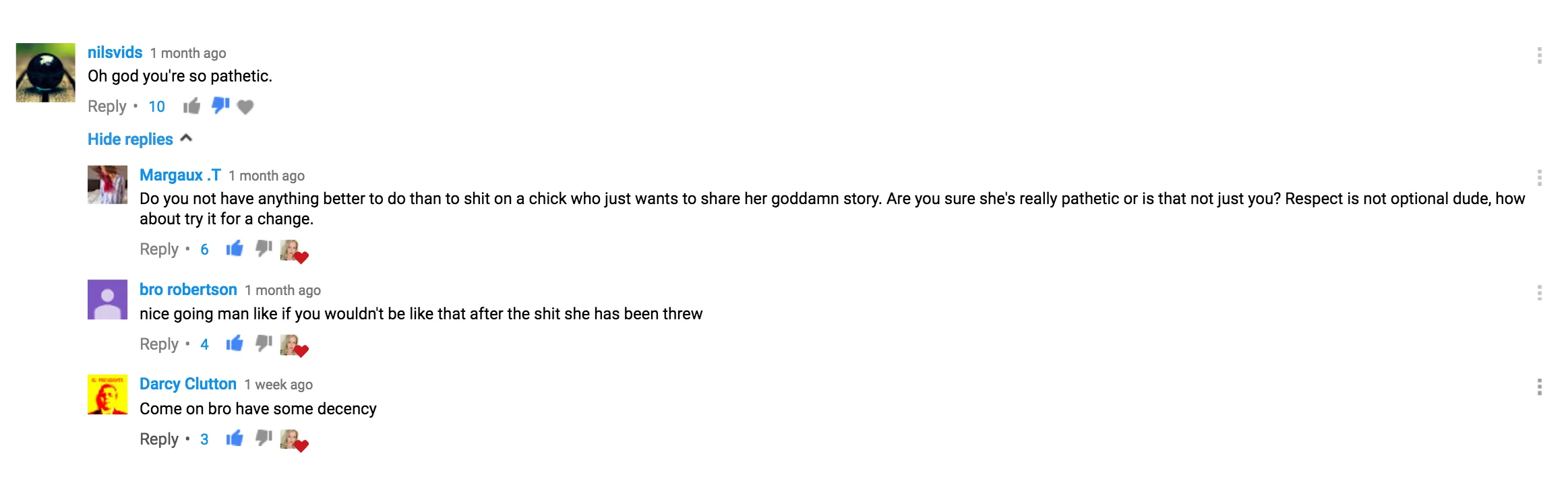 Comments on one of my videos where people target me for speaking out against youtuber Exurb1a.