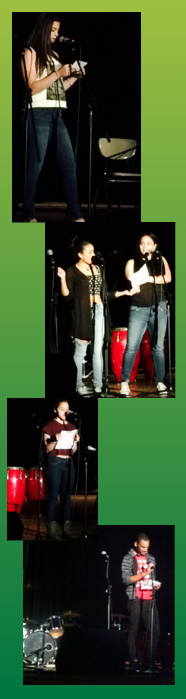 UAGC poets: Azra Muratovic, Lisa De Los Santos and Candy Gonzalez, Ashley Valera, and Enmanuel Heredia