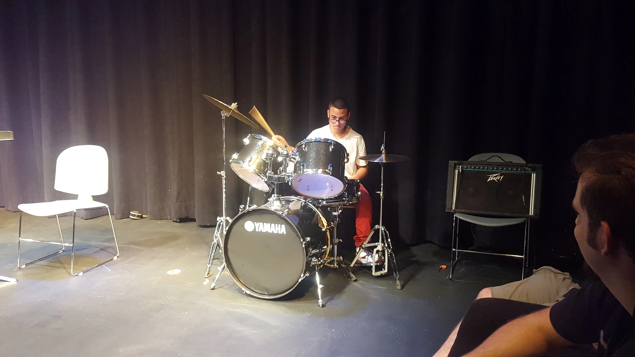 Freshman Luis Delgado on drums