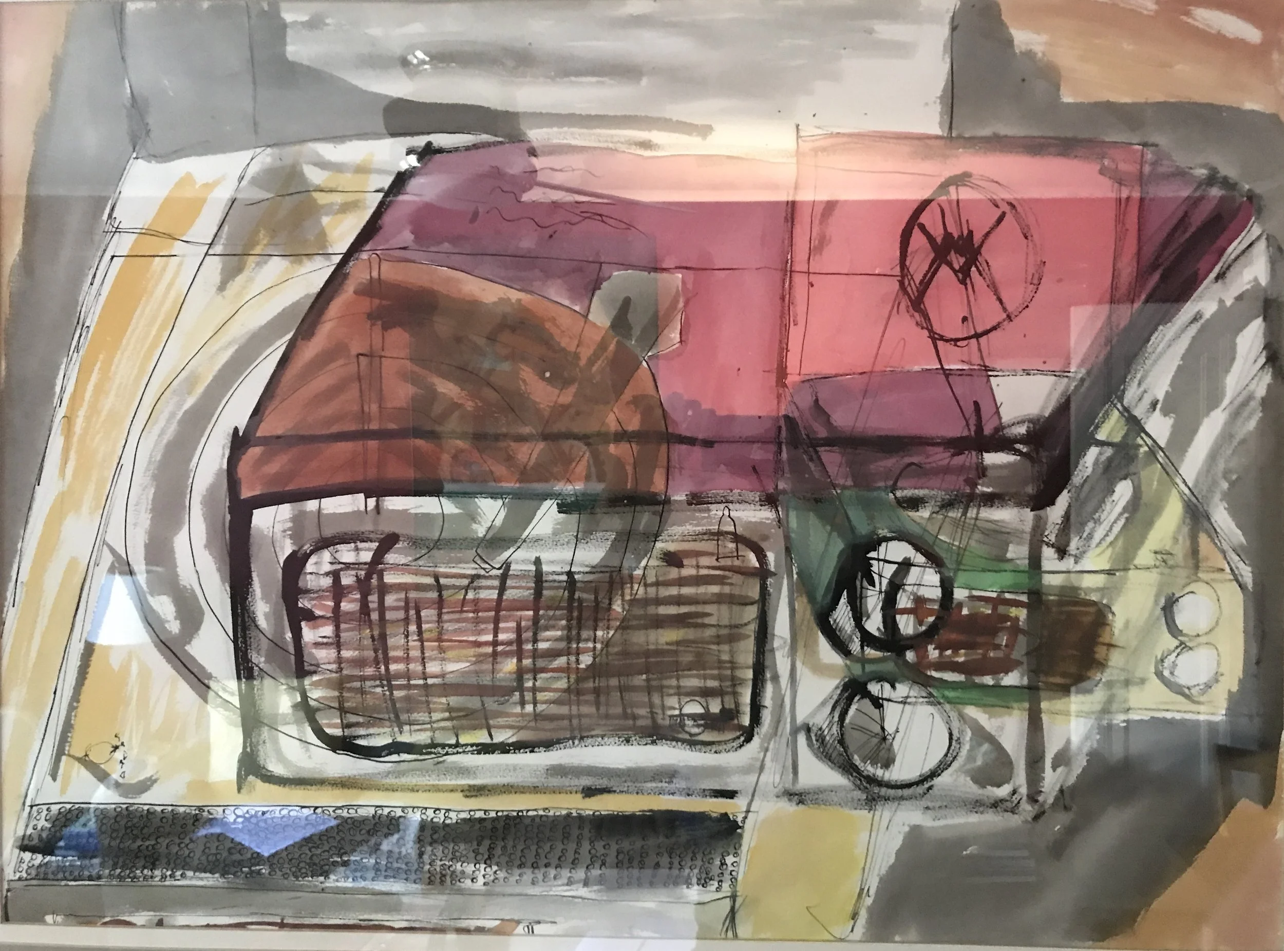 A drawing from my art school days of my first record player