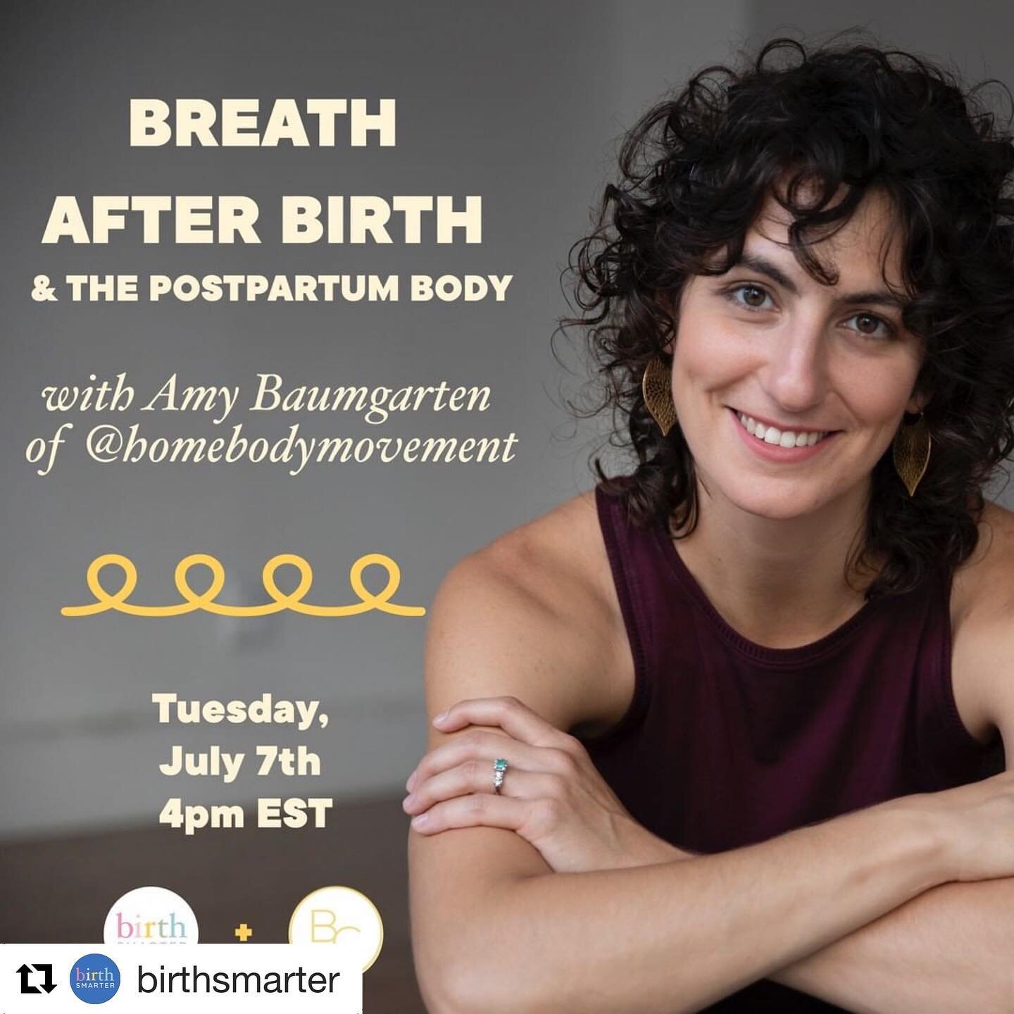 I love talking about #breathing - it&rsquo;s the most essential piece of a #holistic movement practice. I&rsquo;m talking about how to do it after you&rsquo;ve given birth with @birthsmarter. Believe it or not, it can feel a lot different than before