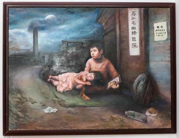 “Mom where are you?” by Li Jinyu at an exhibition presented by AAFOH (Artists Against Forced Organ Harvesting) in New York on May 10, 2016. (Benjamin Chasteen/Epoch Times)