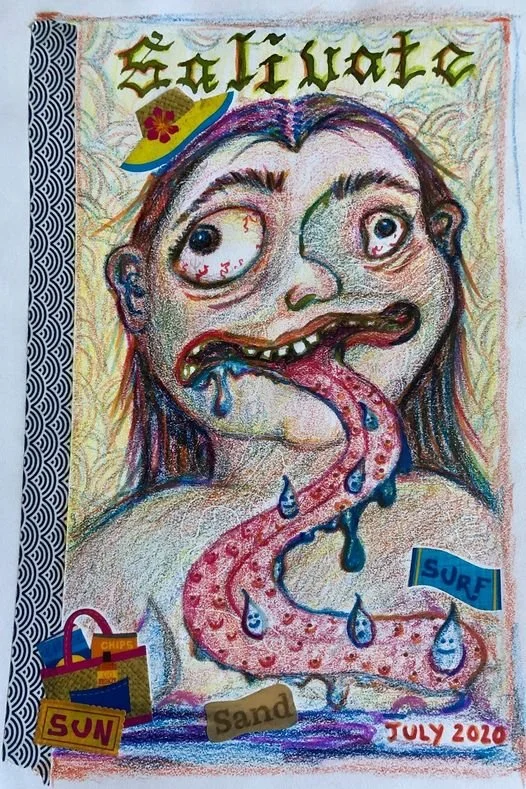 salivate sun surf sand aliza zine club illustration