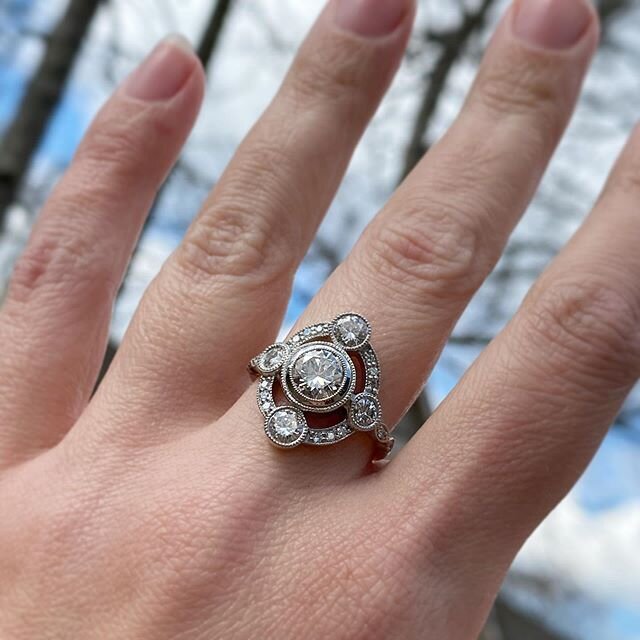Blue skies and baller rings #jmaxwelljewelry #repurposeddiamonds #customring