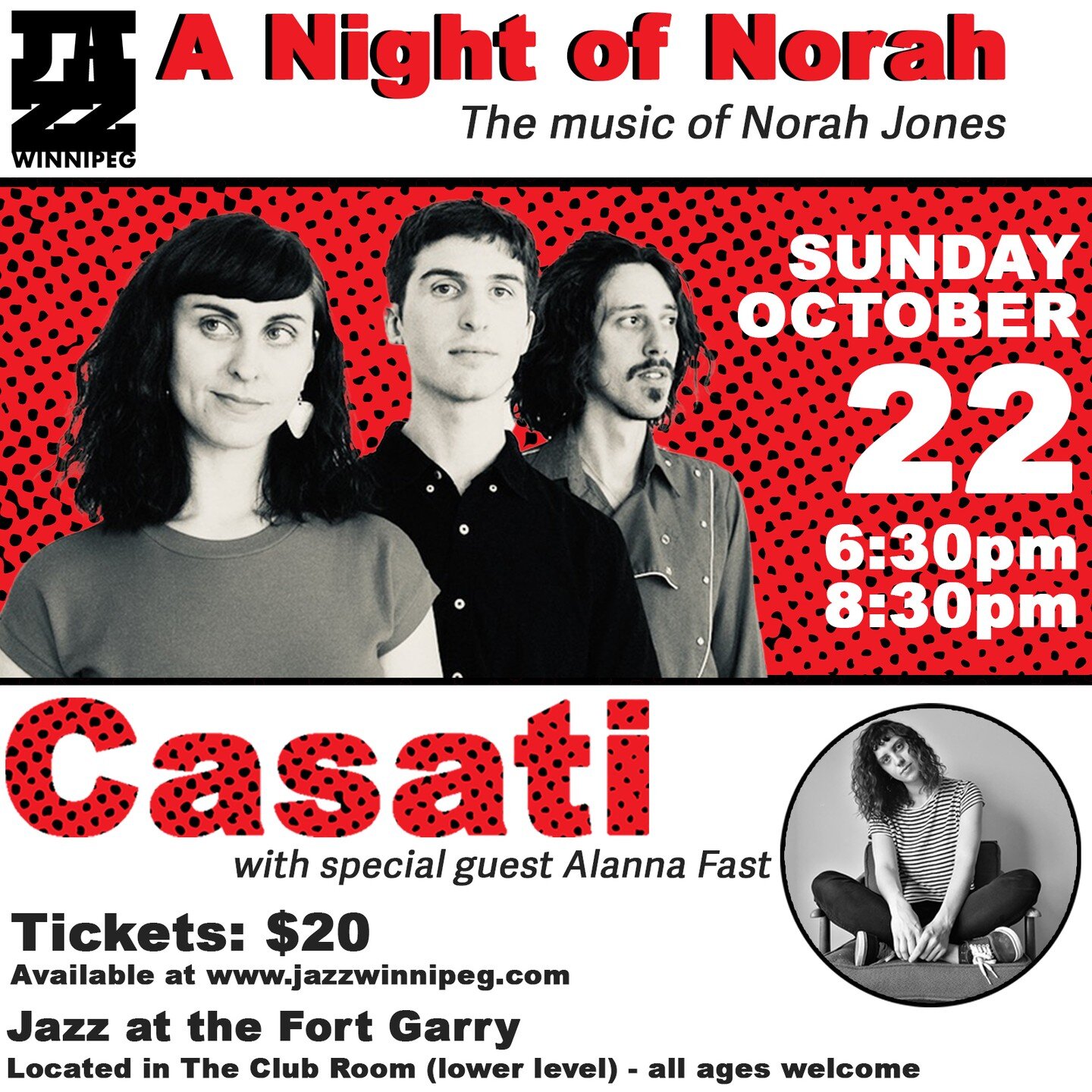 THIS SUNDAY, October 22nd join us with special guest @alanna.fast as we present an evening of our favourite Norah Jones tunes ❤️

Tickets are $20 and are available at jazzwinnipeg.com

Early show | 6:30pm
Late show | 8:30pm

All ages venue. 

The clu