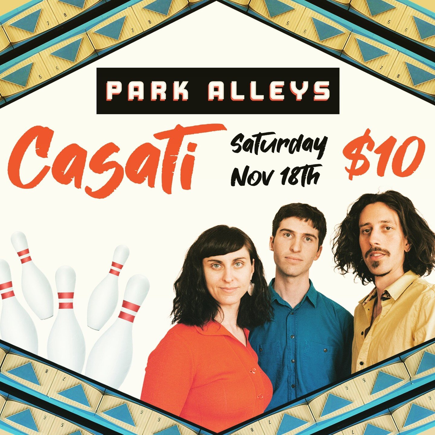 Saturday November 18th Casati will be playing a few sets of music at the best bowling alley in Winnipeg, @parkalleysbowl! 

You can get $10 tickets at Parkalleys.com
Music from 9pm-midnight 🌙✨

If you want to bowl, be sure to book your lanes in adva