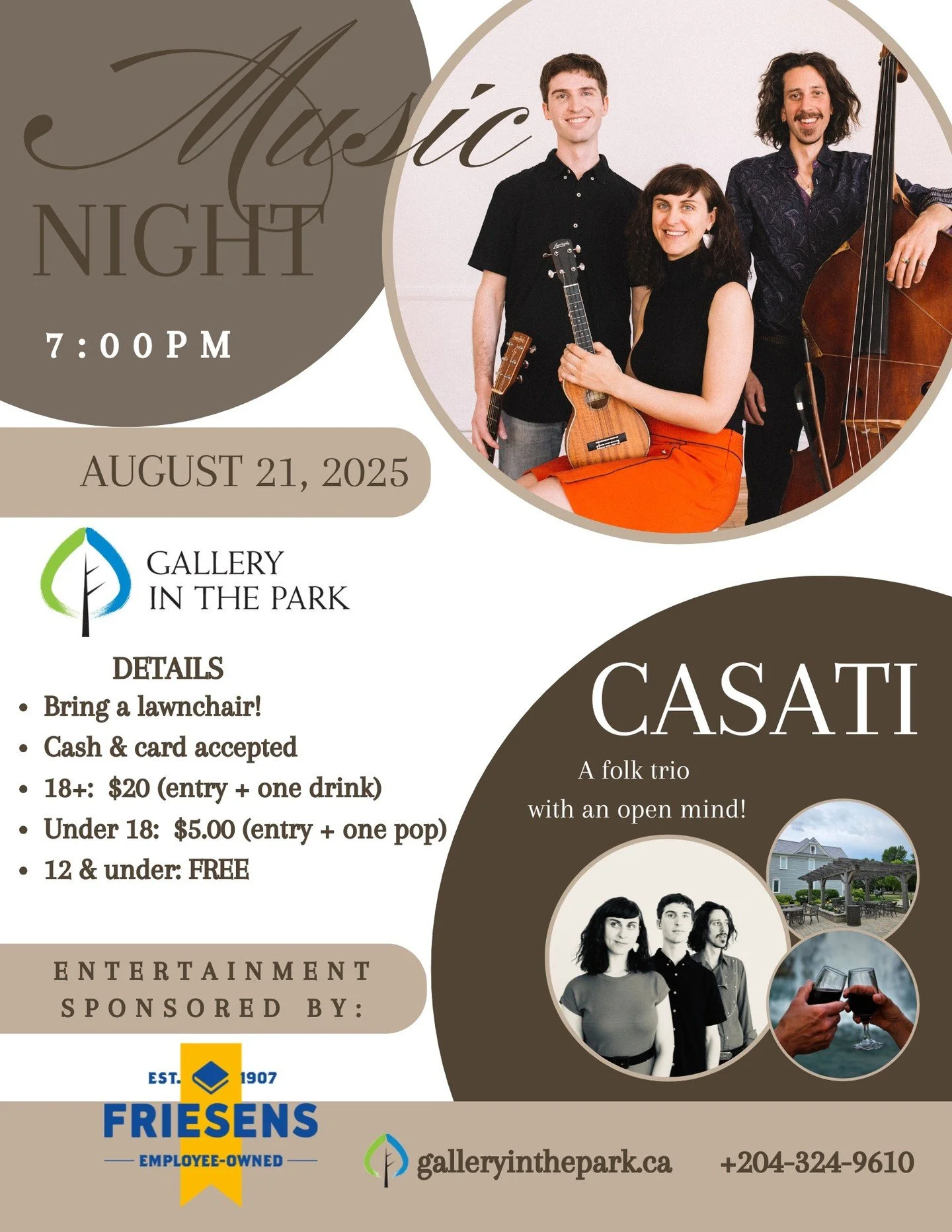 We're so excited to be heading out to Altona MB on August 21st to share some music at the Gallery In The Park!
If you know anyone in the area, please send them our way. 😍