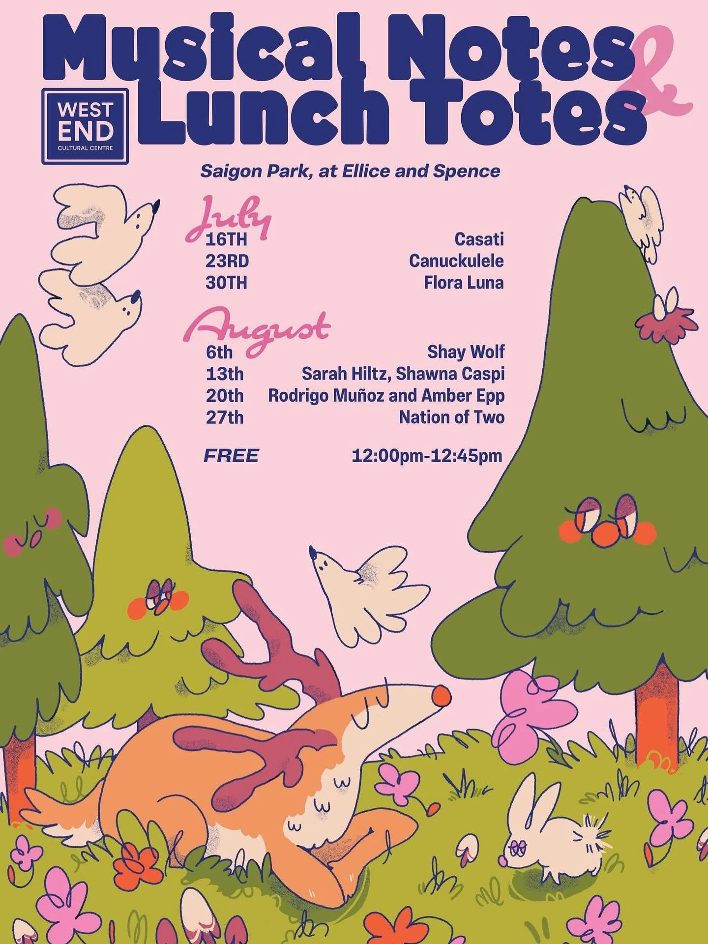 We’re so excited to share a set of music tomorrow as part of the Musical Notes and Lunch Totes series hosted by @thewecc 
We play from 12-12:45 at Saigon Park. Maybe we’ll see you there 😚
