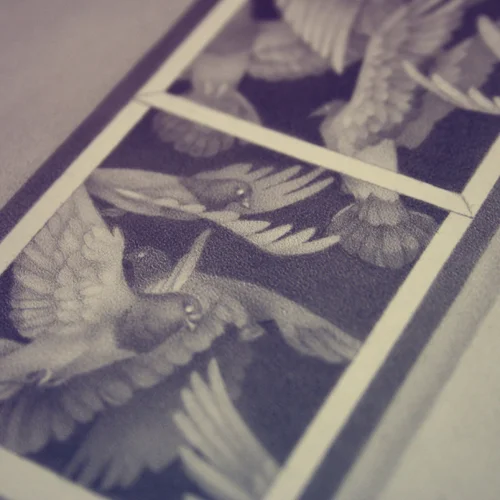 Another detail of the pencil drawing.