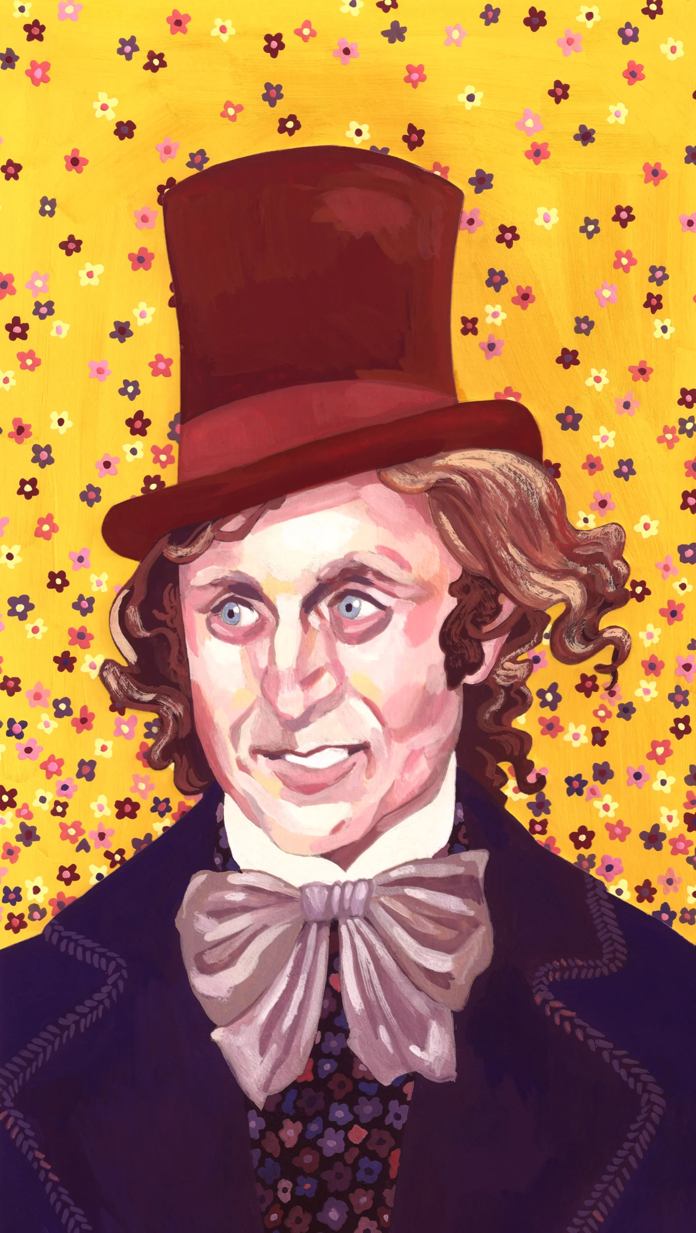 Gene Wilder as Willy Wonka gouache, 2014/2018