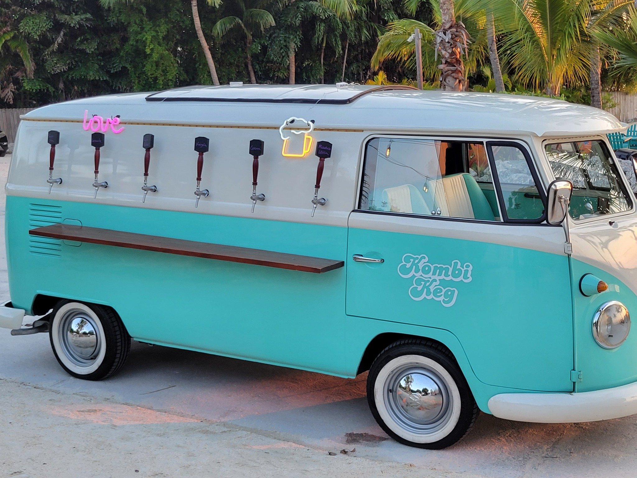 converted 1960s VW Bus serving as a Beer and Bar Bus