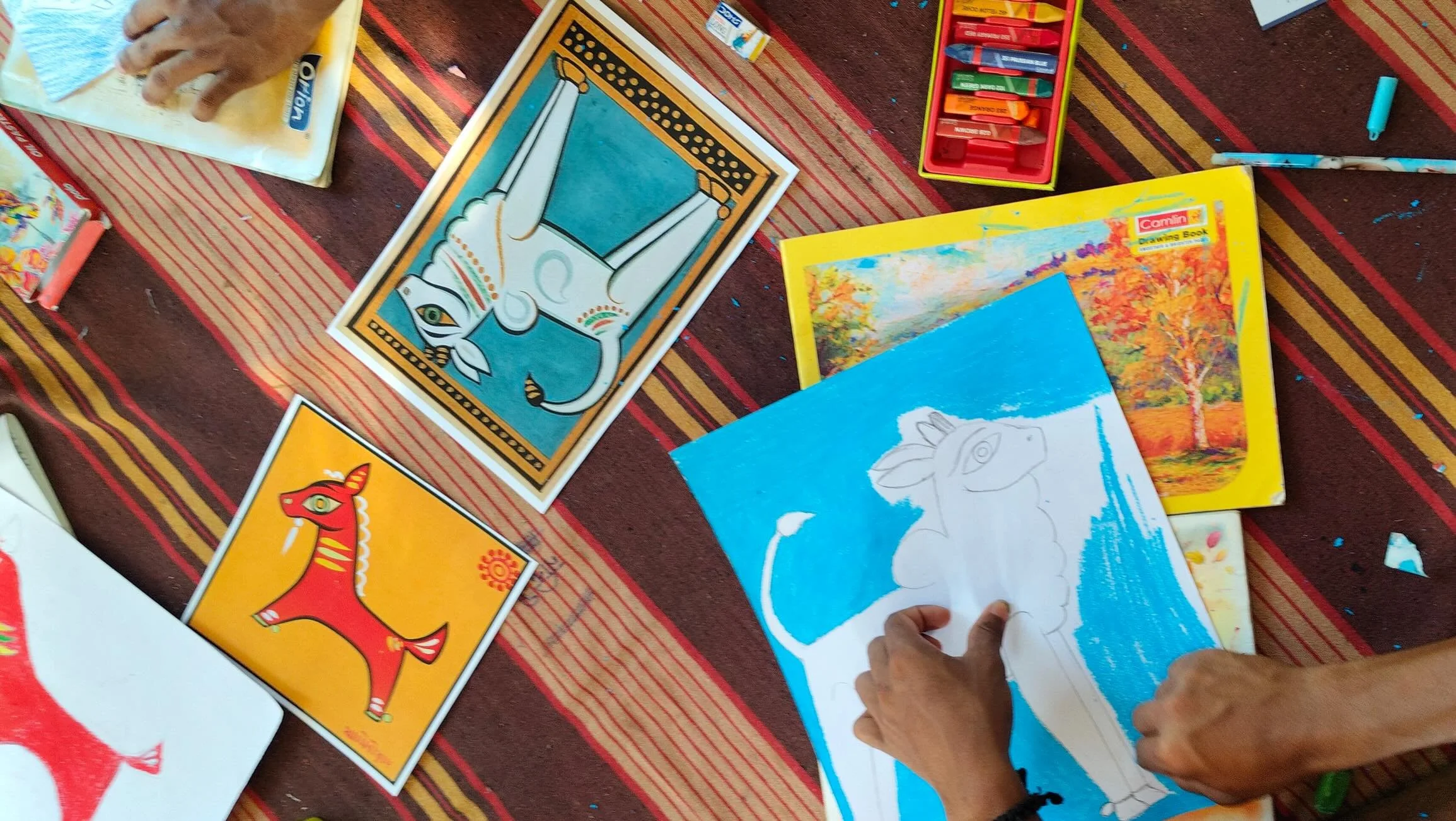 A new year of classes has begun, with a brand new curriculum 🎉 The students will be conducting an artist study of Jamini Roy over the next few months, and creating their own pieces inspired by his work!

- May 2026 Class Sessions 🌷
