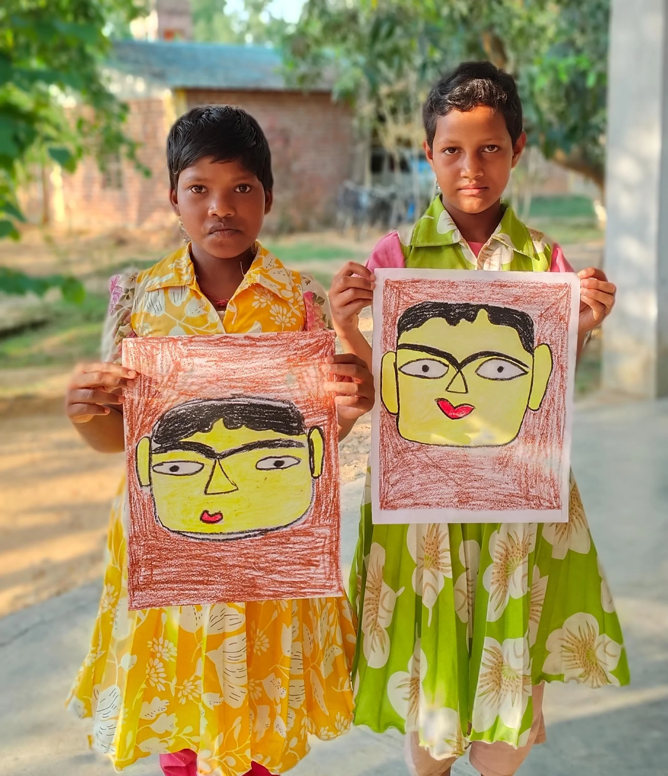 These portraits are awesome &mdash; two friends that drew two friends! 

- May 2026 Class Session 🌷 
🎨 Artist Study: Jamini Roy