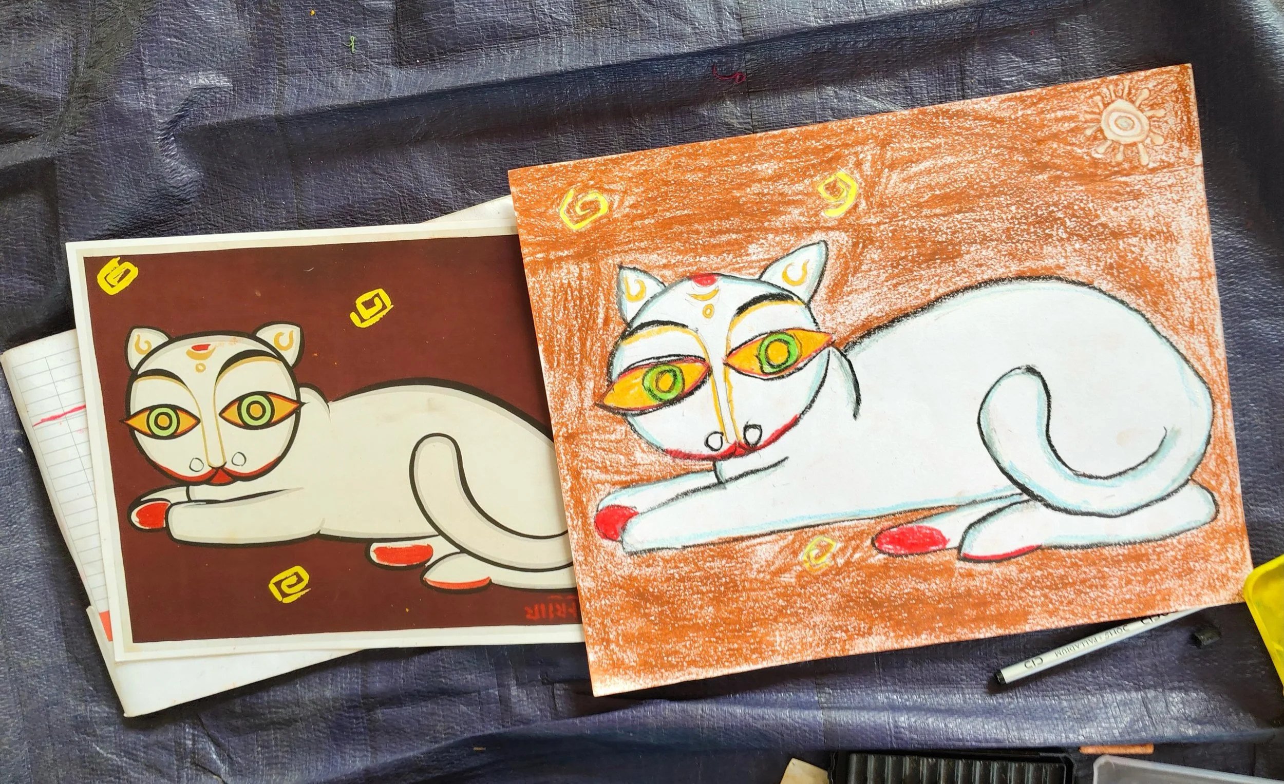 Even while doing the artist study, it is clear that each work is distinct! These artists are truly developing quickly. 🐈&zwj;⬛ 

- May 2026 Class Sessions 🌷 
🎨 Artist Study: Jamini Roy