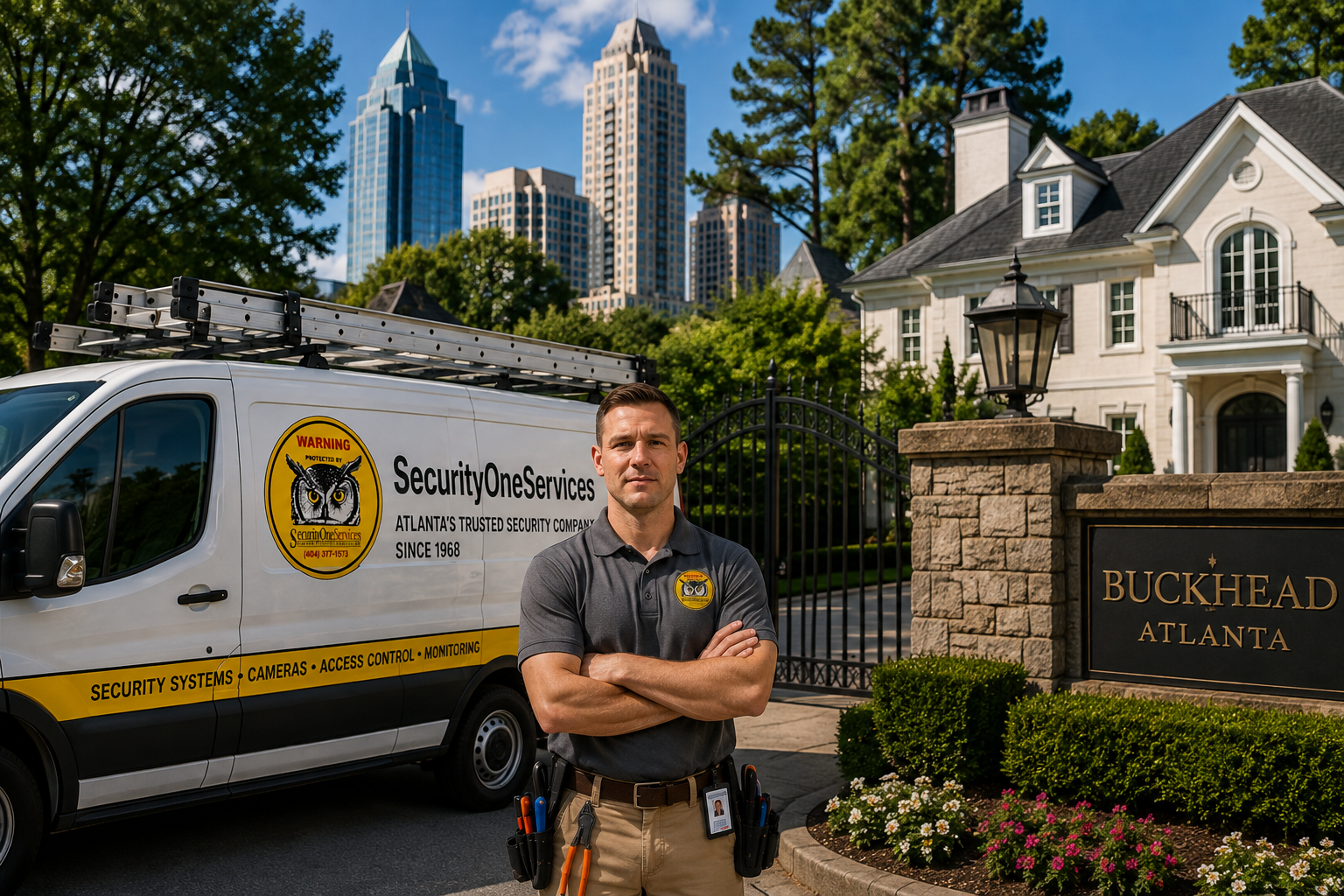 SecurityOne Services Buckhead Technician and Truck.png