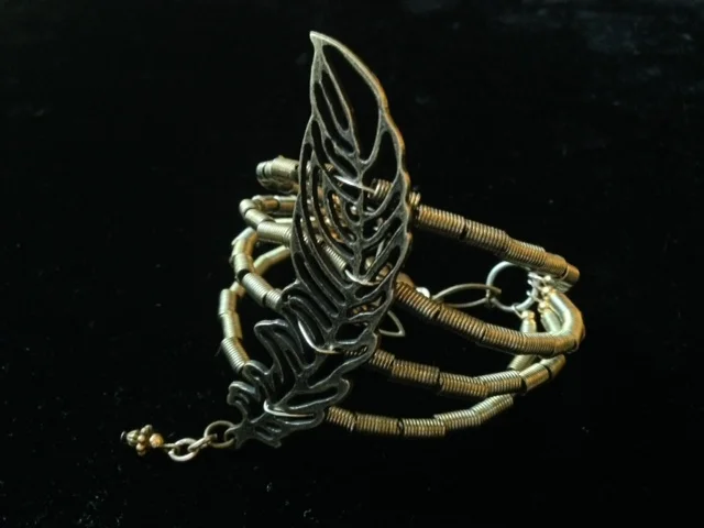  Mixed Metal Feather Cuff