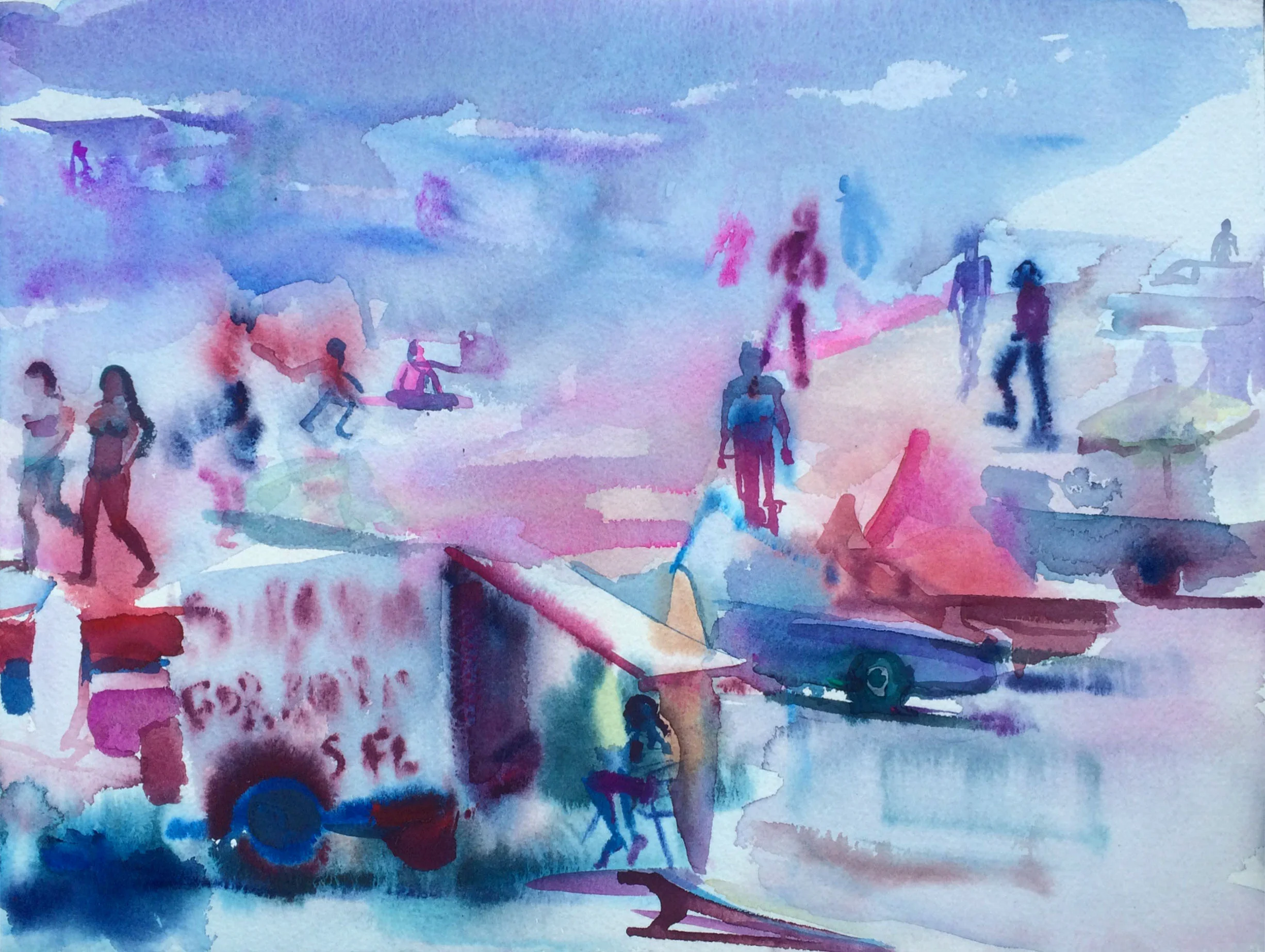 Surf , 2016, Gouache on paper, 12 x 16 in