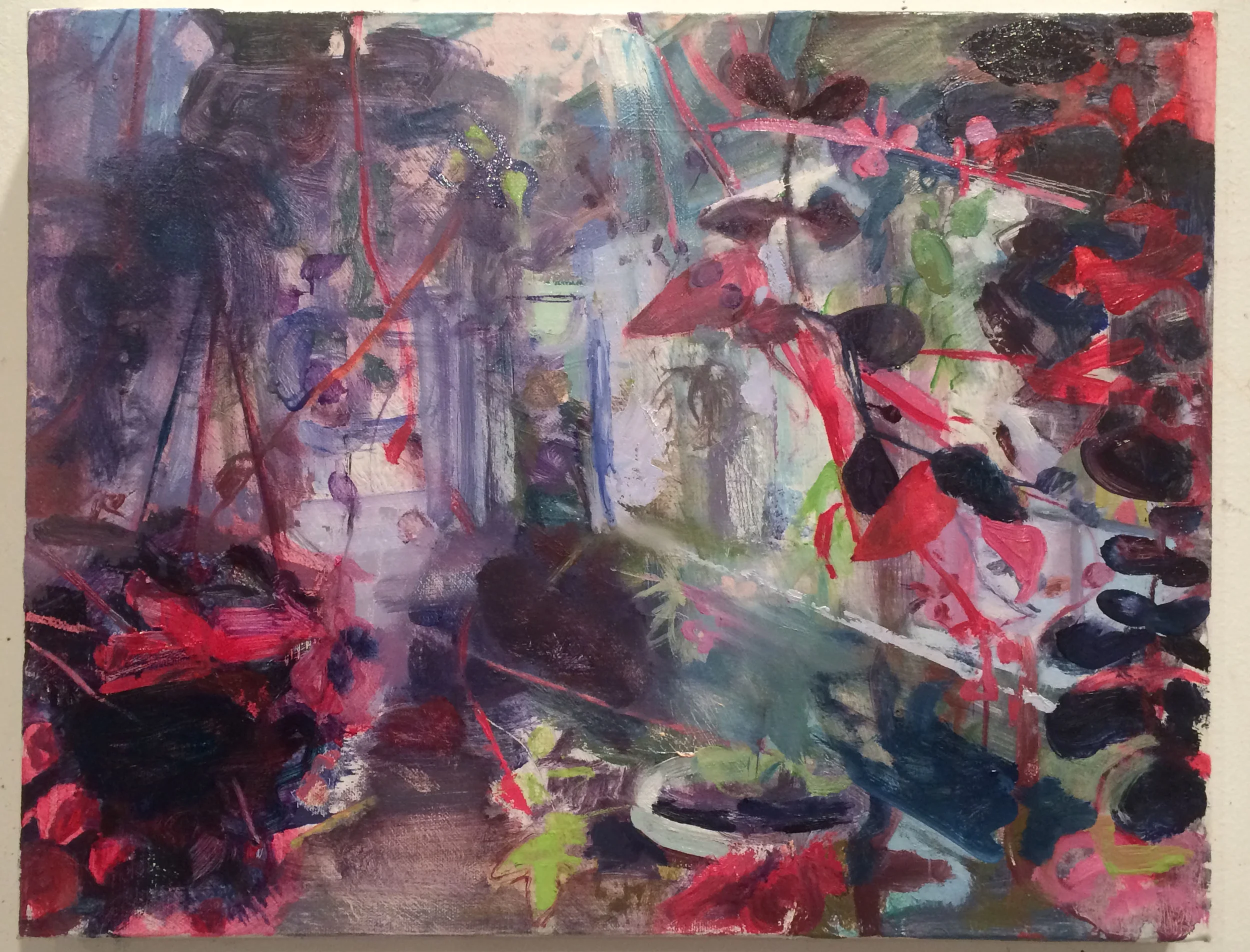 Pink Leaves , 2016, Oil on canvas, 14 x 16 in