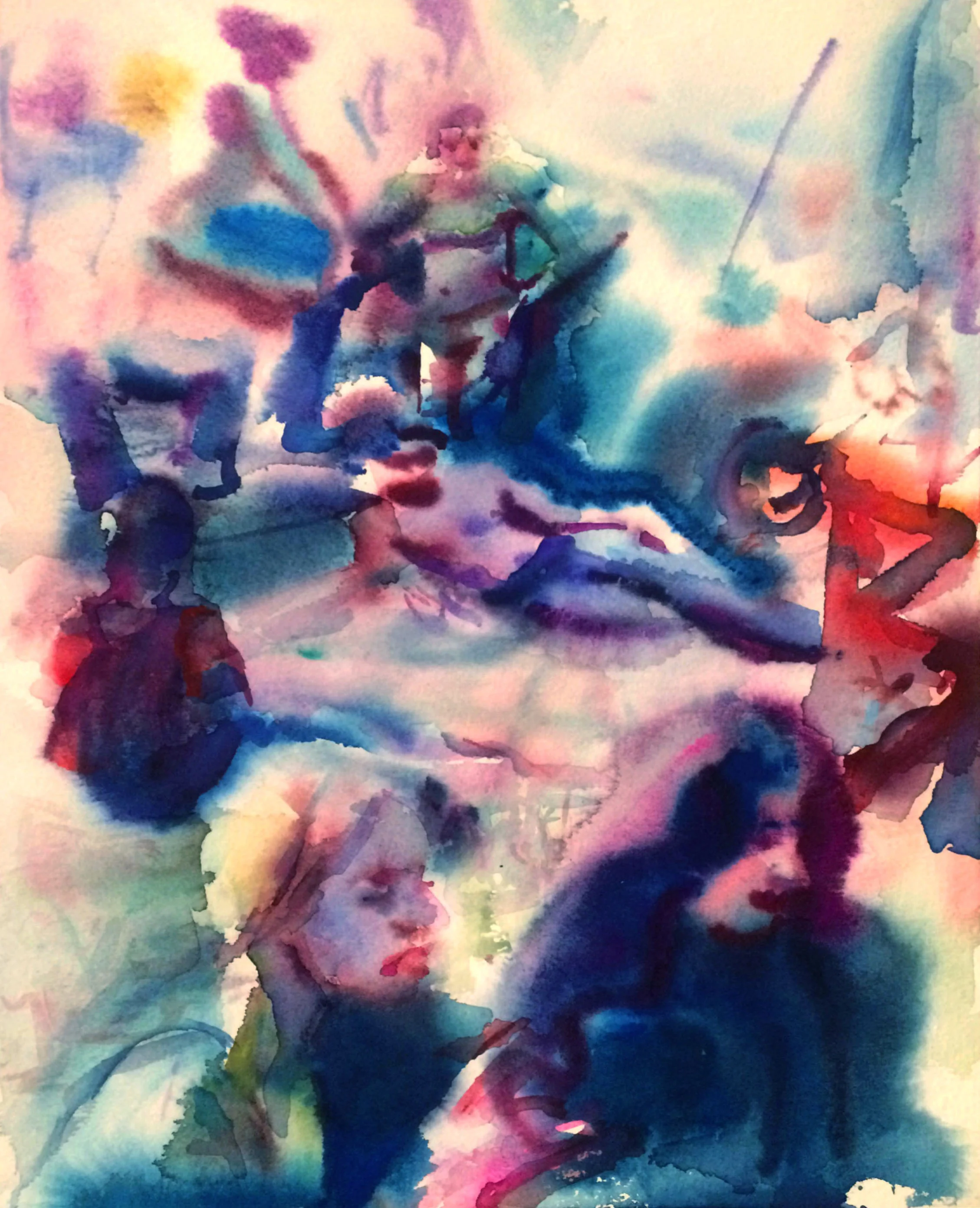 Recumbent Dude , 2016, Gouache on paper, 16 x 12 in