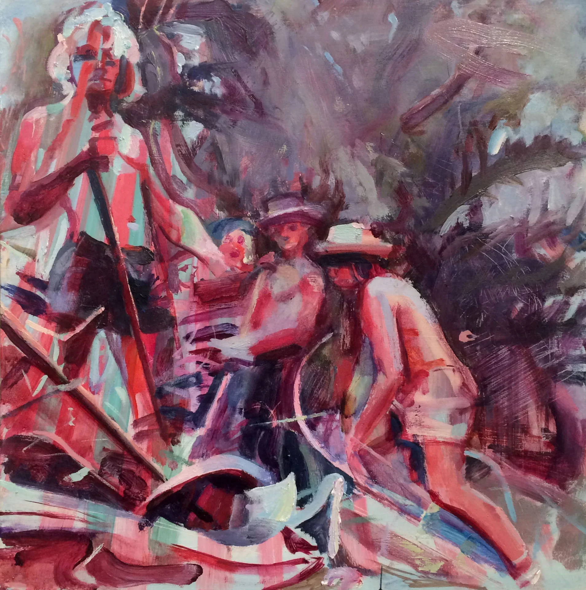 Together, 2016, Oil on panel, 18 x 18 in