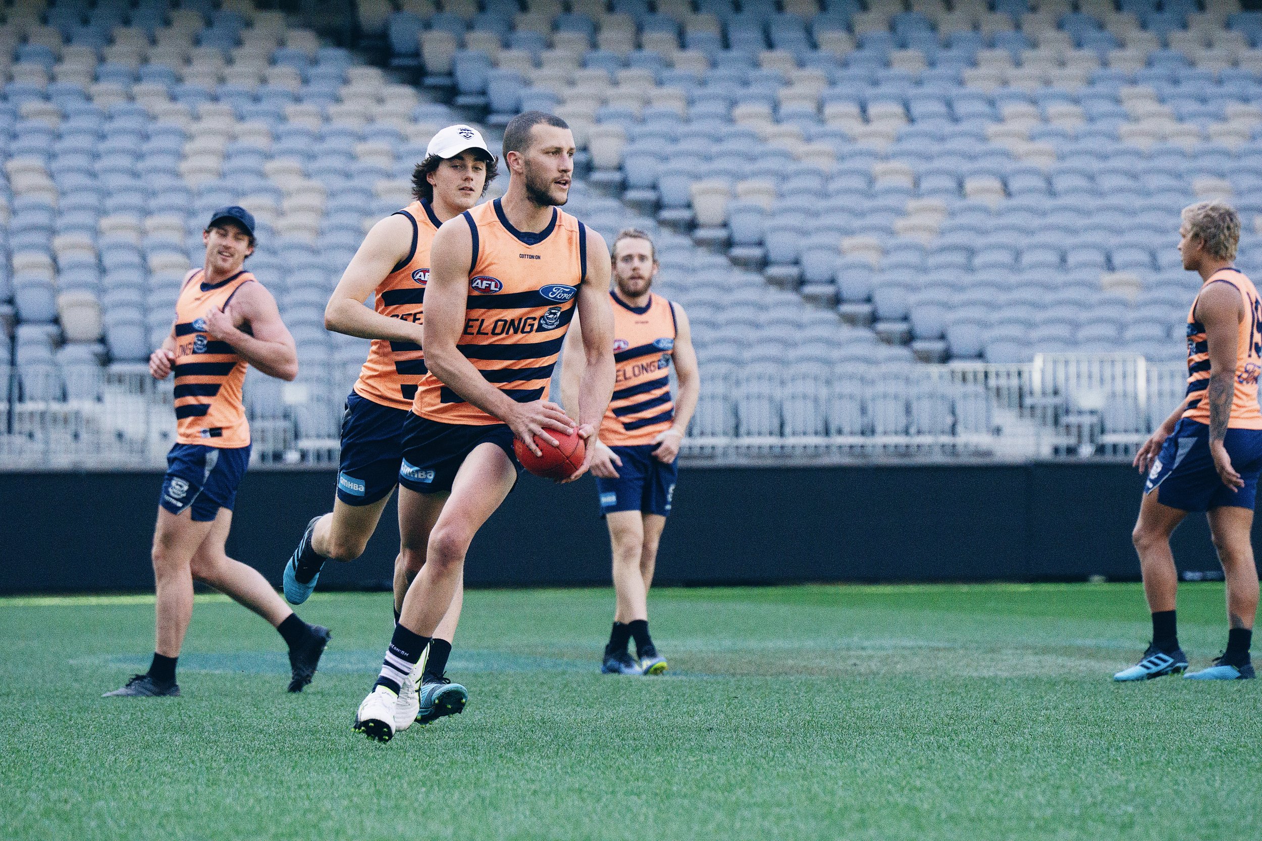  Sam Menegola, listed as an emergency for the clash with Fremantle, streams down the wing. 