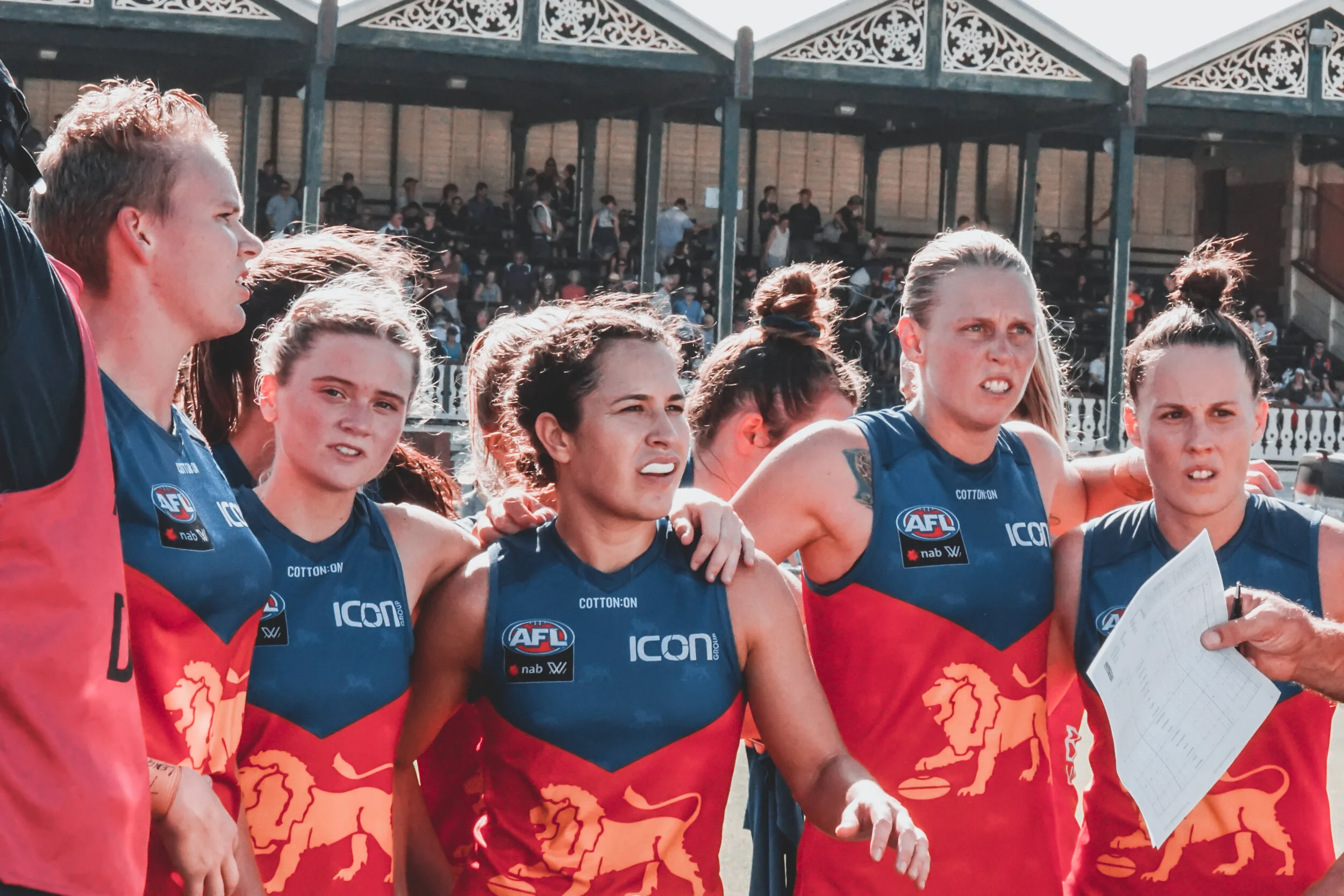 Brisbane Lions AFLW 3 quarter time huddle