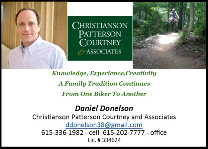 Daniel Donelson has pledged to make a donation for any business transactions with current SORBA Members. Daniel is a long time member of SORBA mid TN, a Local Trail Boss, and a regular on the trails. He would like to earn your real-estate business and help support trail advocacy at the same time. Please find his contact information above, or click the image for his website. Below is a quick edit Daniel helped us produce in the spring of 2016.