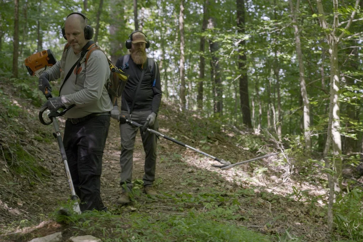 Dirt Shift! Our monthly (sometimes more 😎) trail work day(s). The last one was clearing out the overgrowth at the newly reopened Lawson Trails (fka Hope Park). Here&rsquo;s Chapter VP Shawn Hill and Jimmy O&rsquo;Neill going to town on the weeds wit