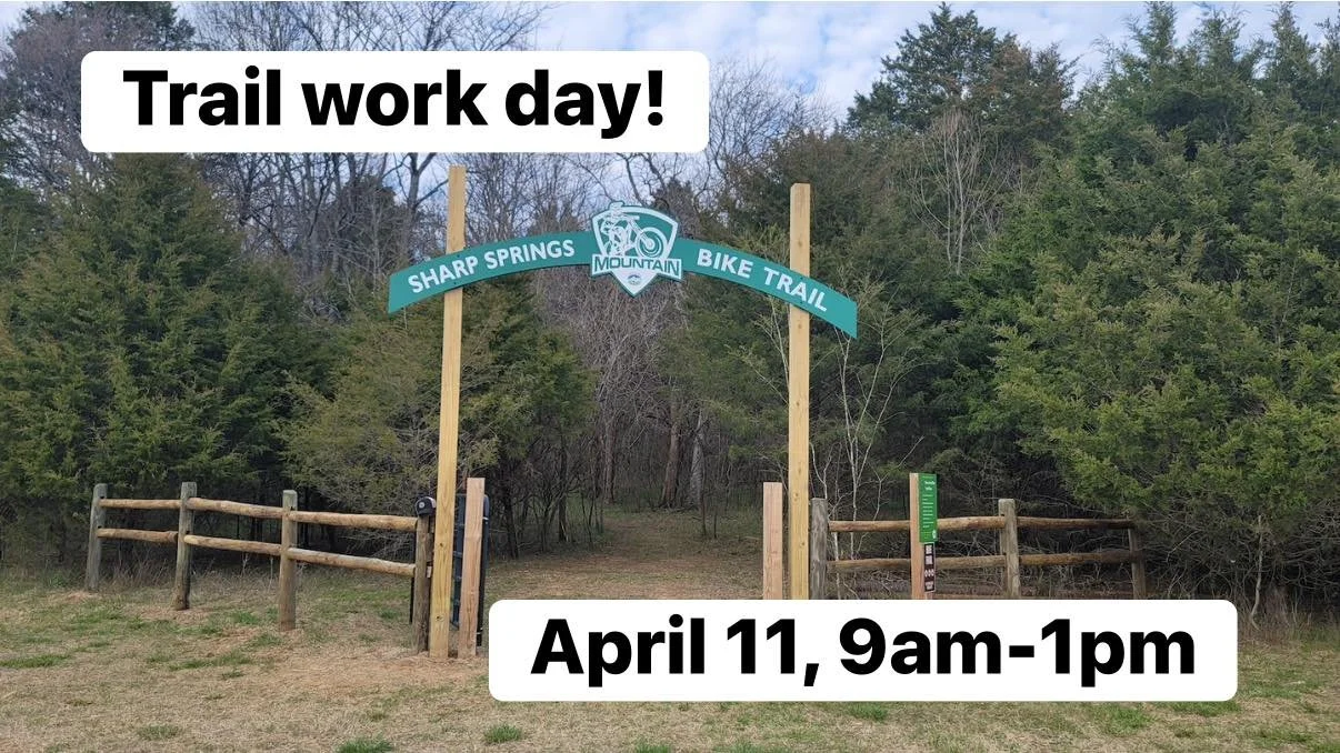 Join us as we work to improve the Sharp Springs Park Mountain Bike Trail! 
We will spend the day cleaning up and adding features to the trail, and then have a chance to ride it and appreciate all our hard work! 
We will also have food and s'mores to 