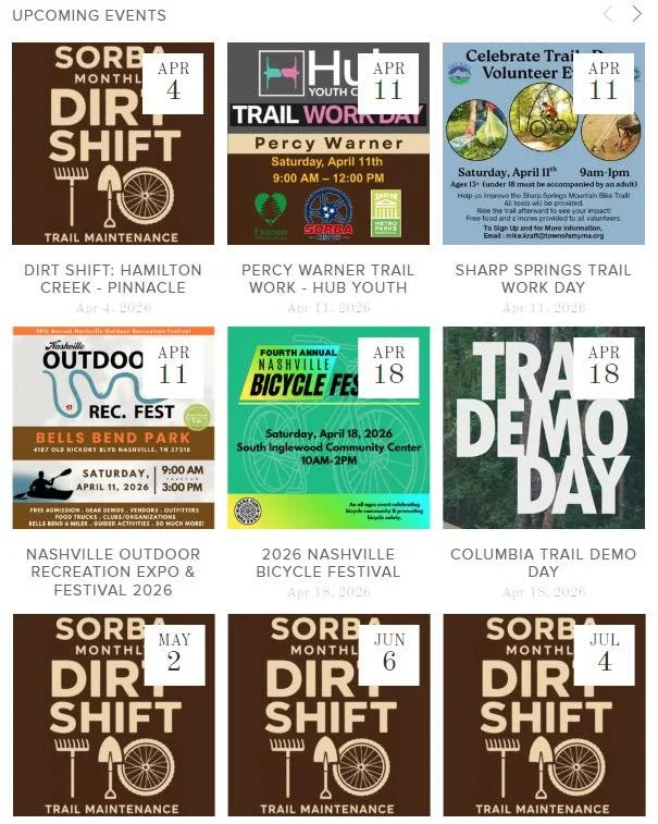 Check your calendars! Lots of ways to get involved coming up. Let us know which events you&rsquo;re interested in attending 
#wedigtrails #mountainbike #bike #mountainbikelifestyle #sorbamidtn #mtbtrails