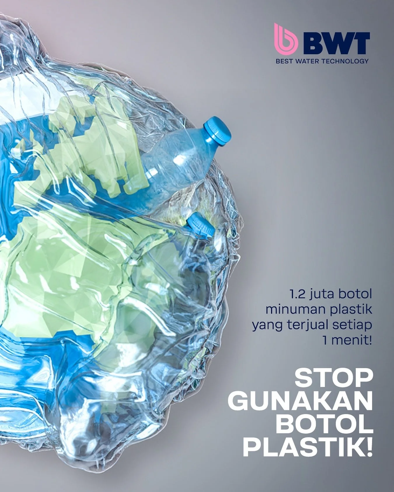 🌍 Setiap menit, 1,2 juta botol plastik terjual dan menambah beban pada bumi kita. Yuk, mulai perubahan kecil dengan berhenti menggunakan botol plastik sekali pakai. 

Bersama BWT, kita bisa menciptakan masa depan yang lebih baik! 💧💙 

#BWT #BWTInd
