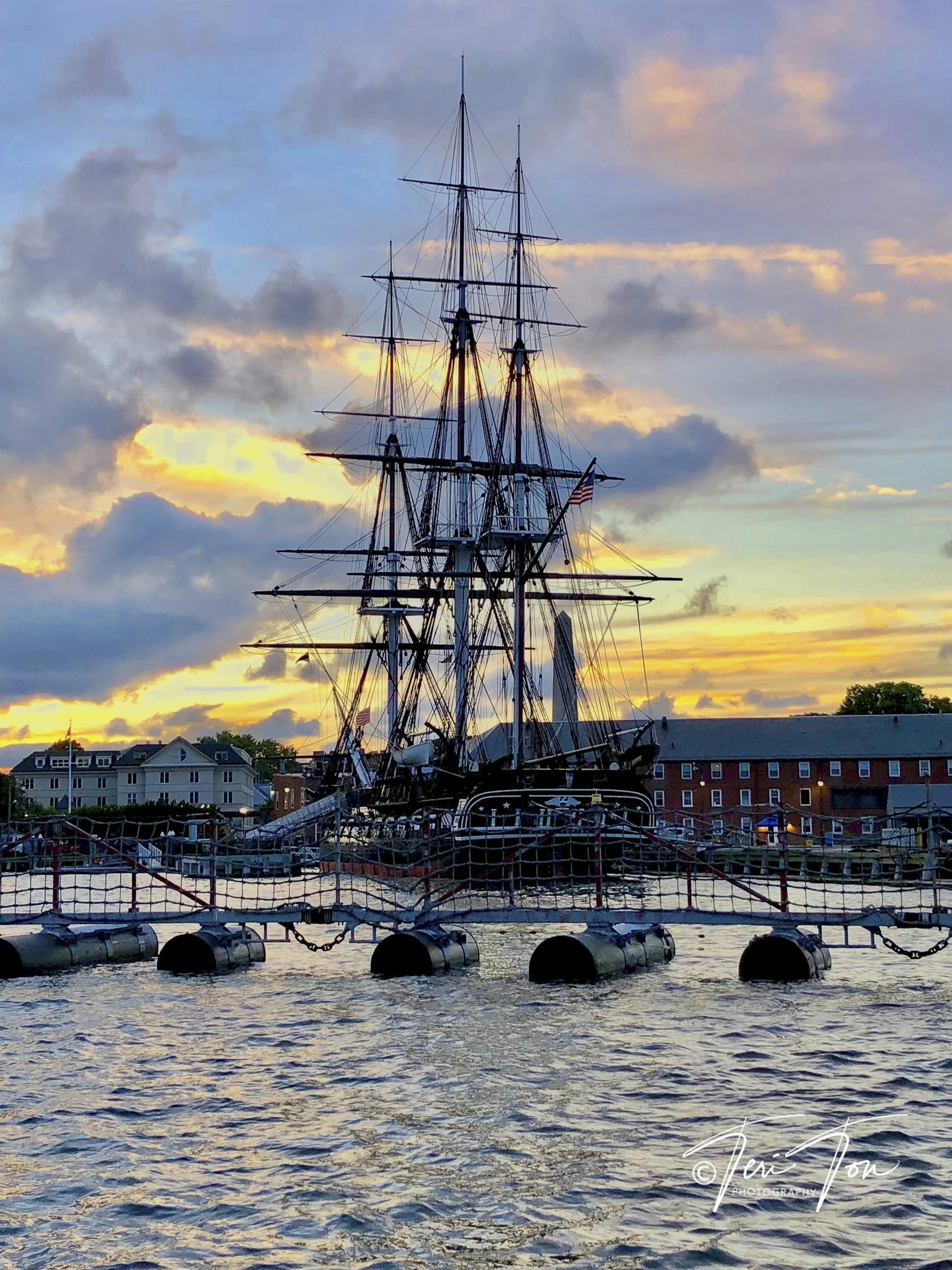 USS Constitution at sunset, Boston