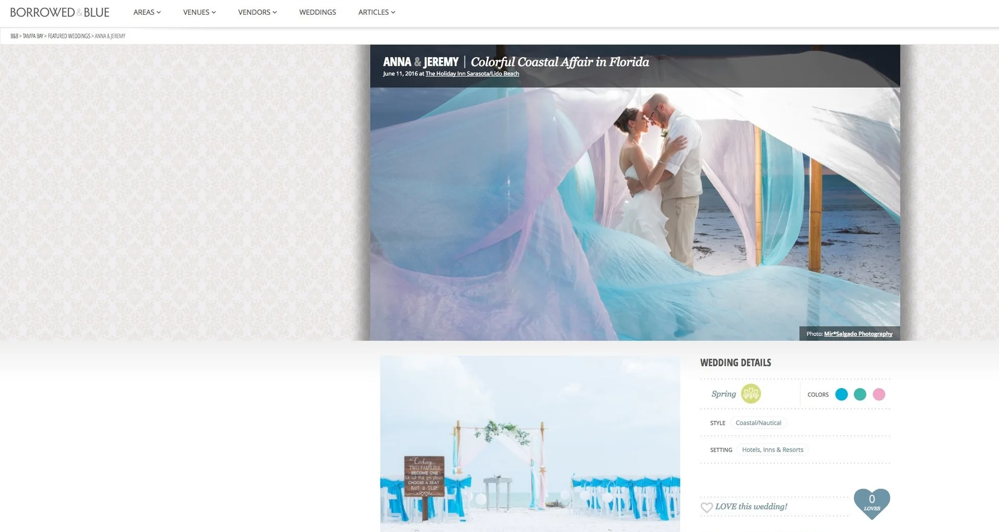 PUBLISHED : Borrowed & Blue featured one of our most famous beach weddings!