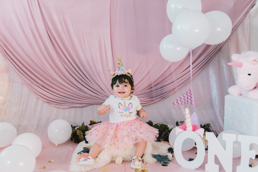 First Birthday | Sofia's Unicorn Smash Cake Family Session