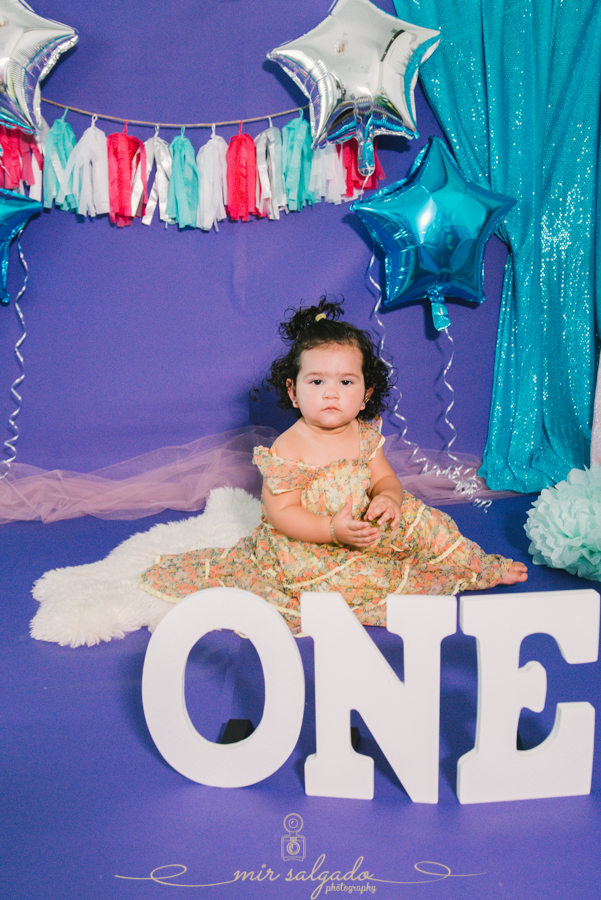 Purple and Blue Themed First Birthday | Sofia Cake Smash Session