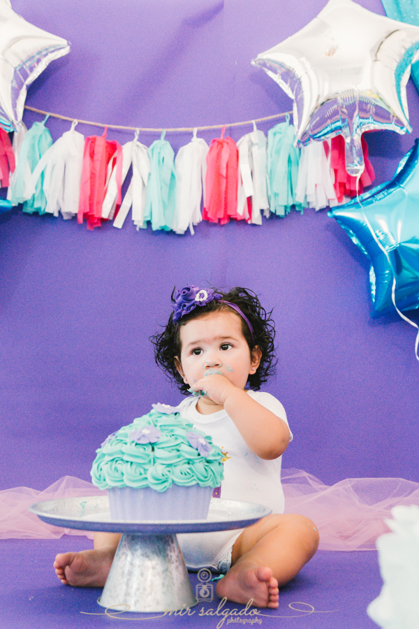 Purple and Blue Themed First Birthday | Sofia Cake Smash Session