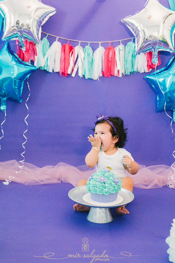 Purple and Blue Themed First Birthday | Sofia Cake Smash Session