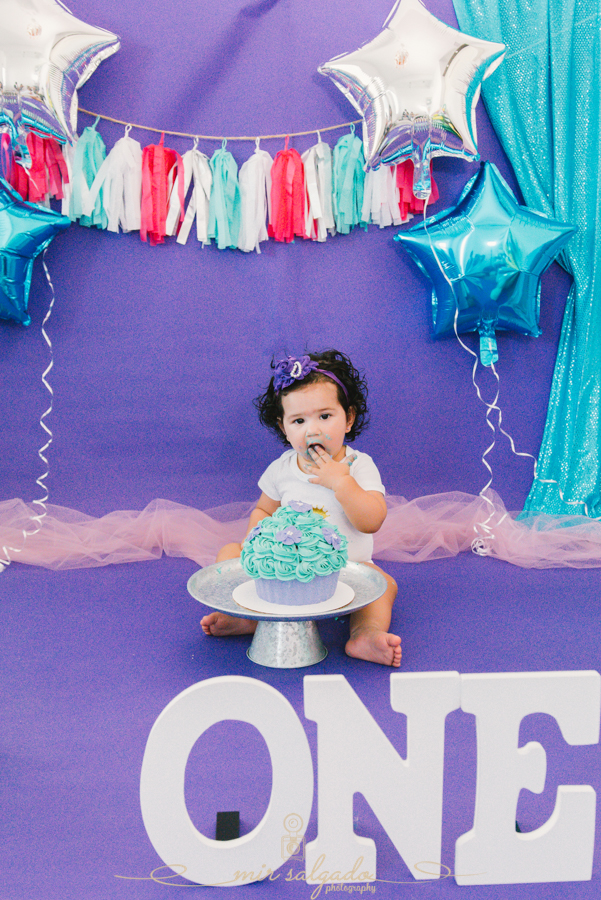Purple and Blue Themed First Birthday | Sofia Cake Smash Session