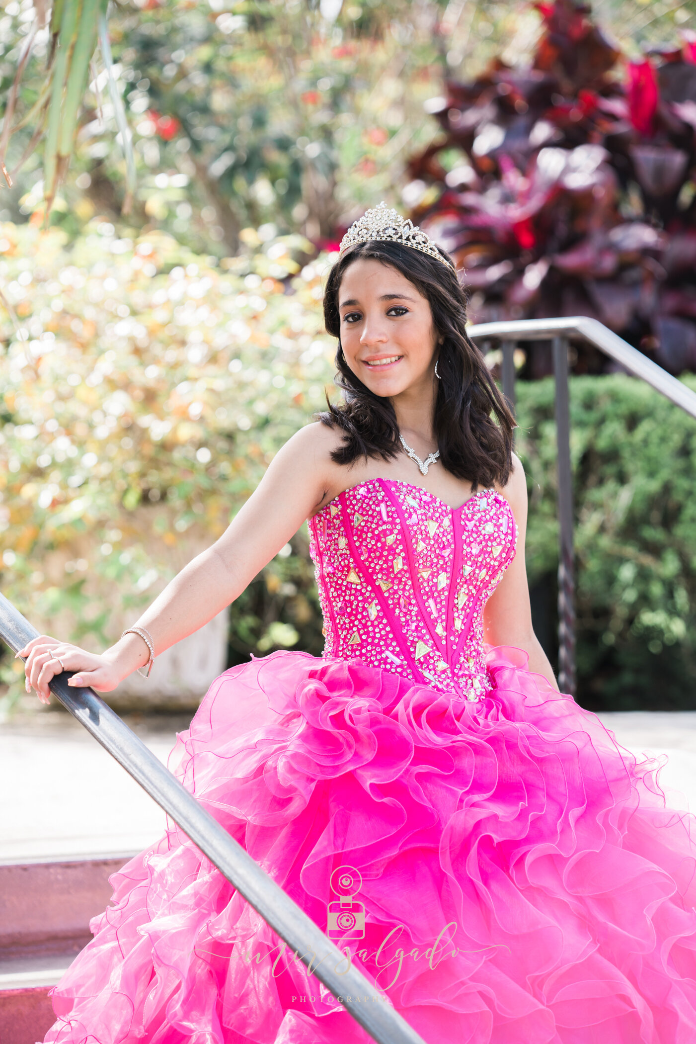 quinceanera-portrait, quinceanera-dress, quinceanera-tiara, hollis-garden portrait, quinceanera-tiara